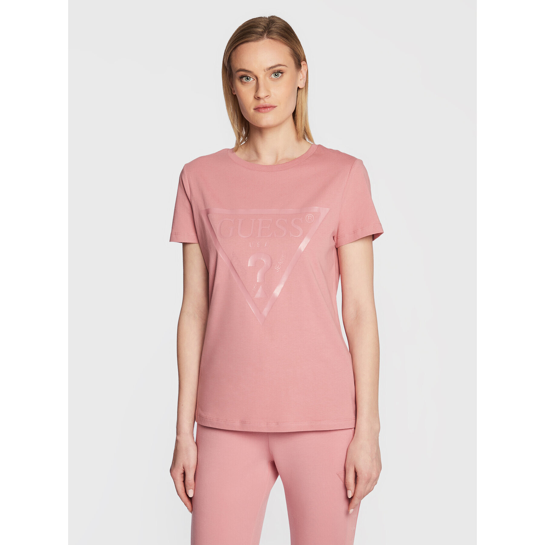 Guess Тишърт V2YI07 K8HM0 Розов Regular Fit - Pepit.bg