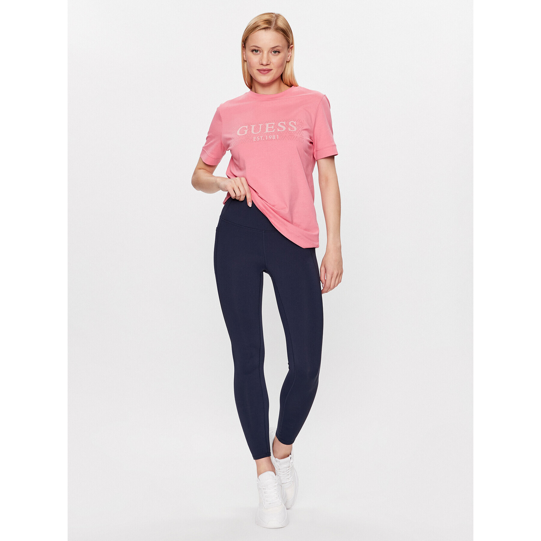 Guess Тишърт V3YI15 I3Z14 Розов Slim Fit - Pepit.bg