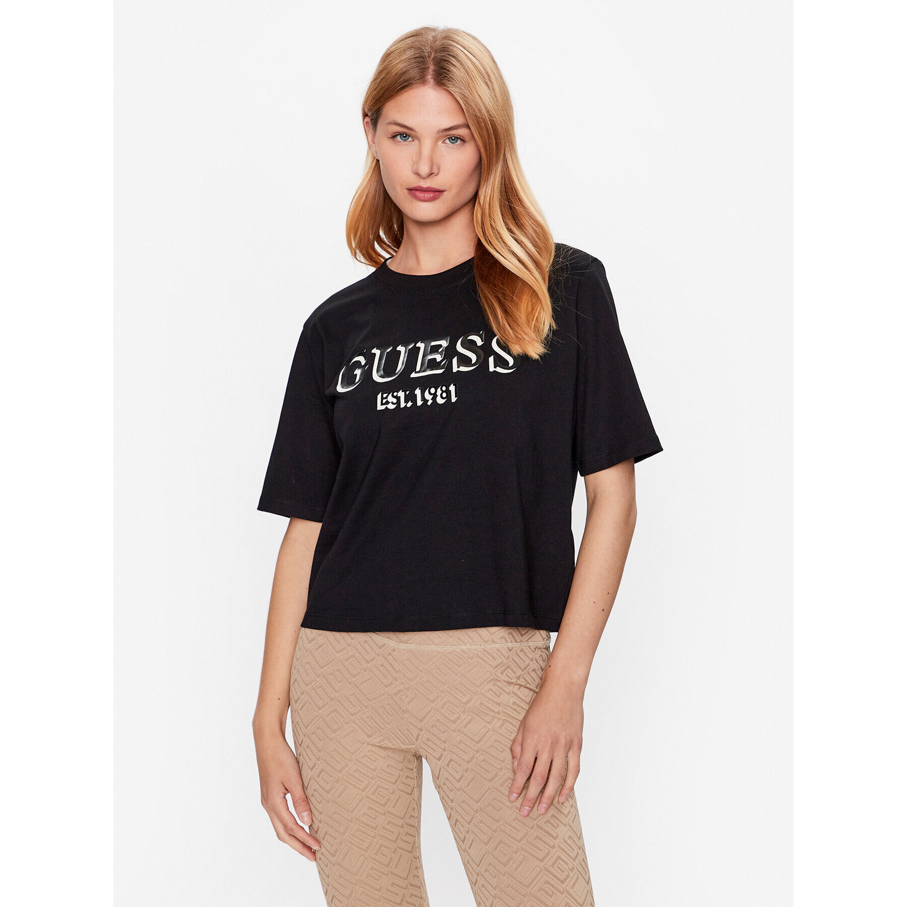 Guess Тишърт V3YI16 I3Z14 Черен Regular Fit - Pepit.bg