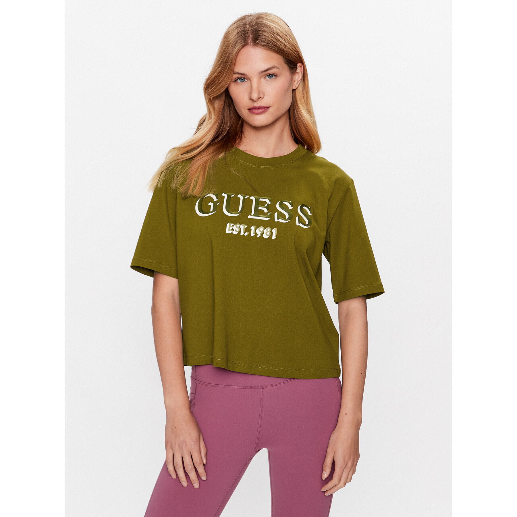 Guess Тишърт V3YI16 I3Z14 Зелен Regular Fit - Pepit.bg