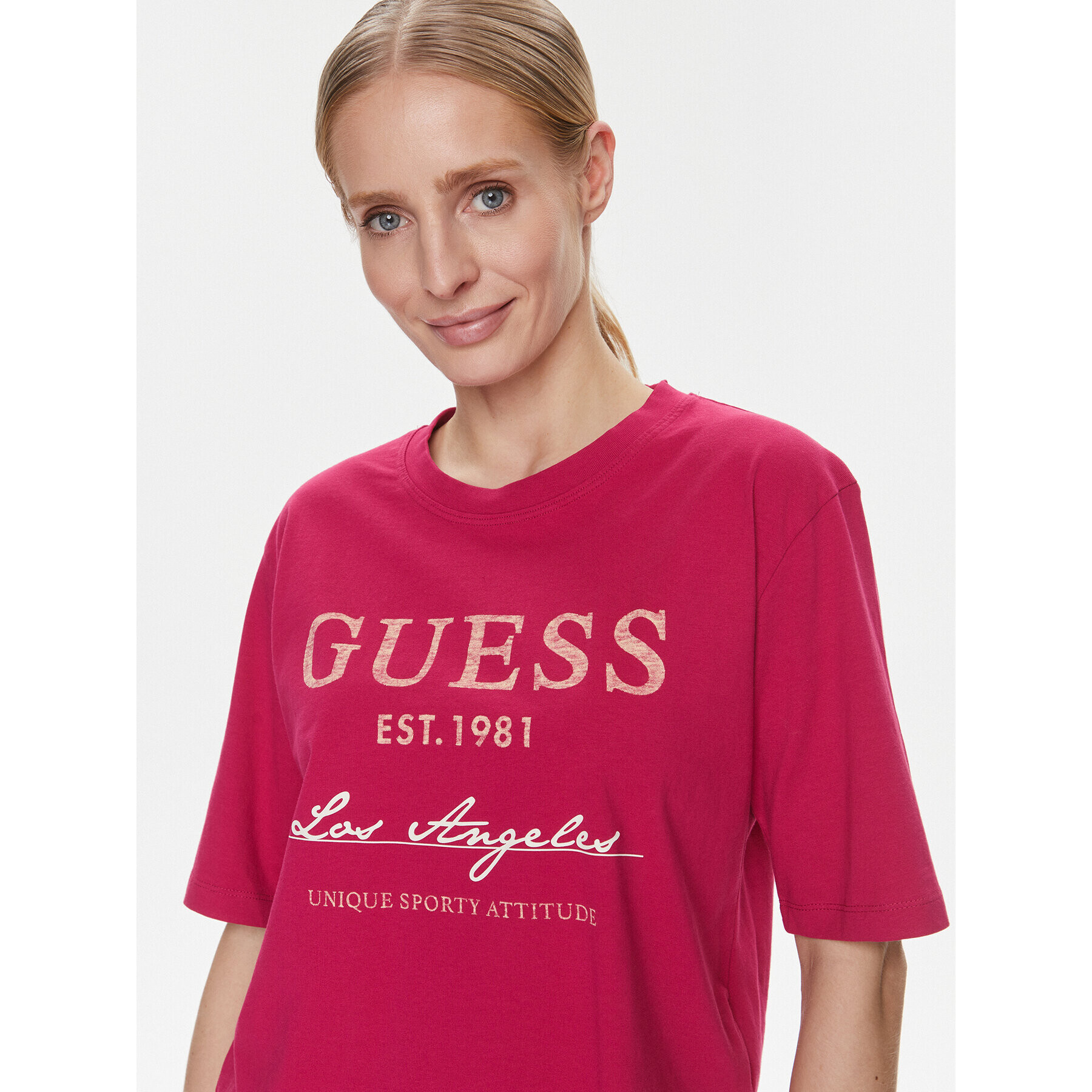 Guess Тишърт V4RI01 I3Z14 Виолетов Boxy Fit - Pepit.bg