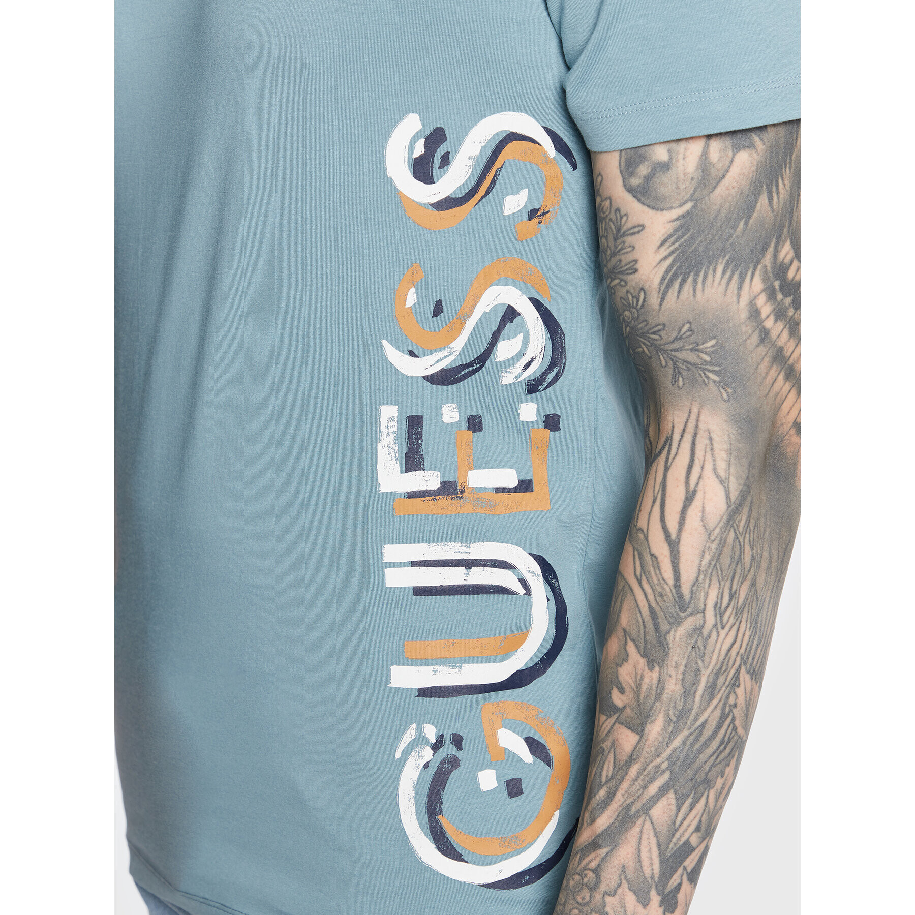 Guess Тишърт Vetical Logo M3GI22 J1314 Син Slim Fit - Pepit.bg