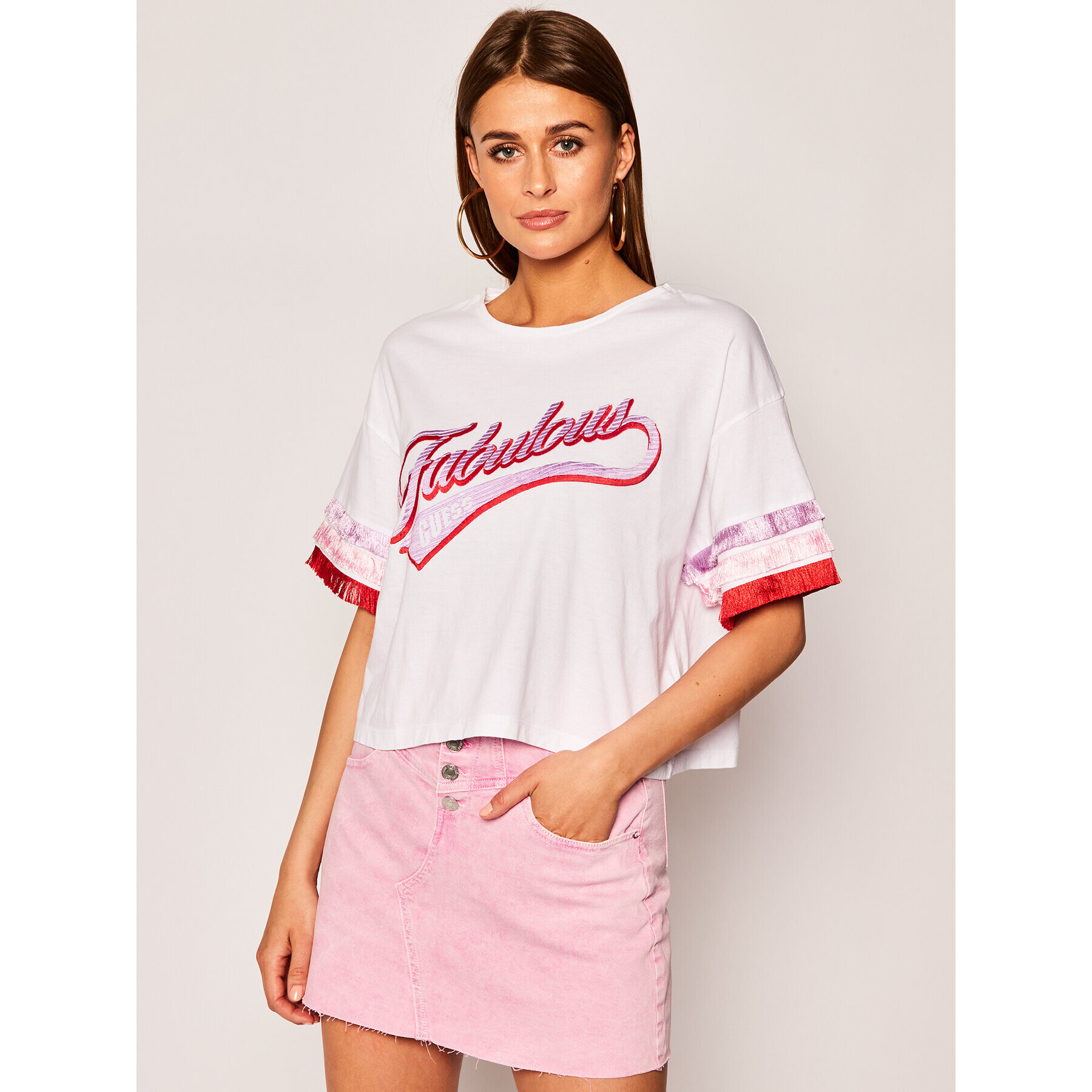 Guess Тишърт W0GI0B JA900 Бял Regular Fit - Pepit.bg
