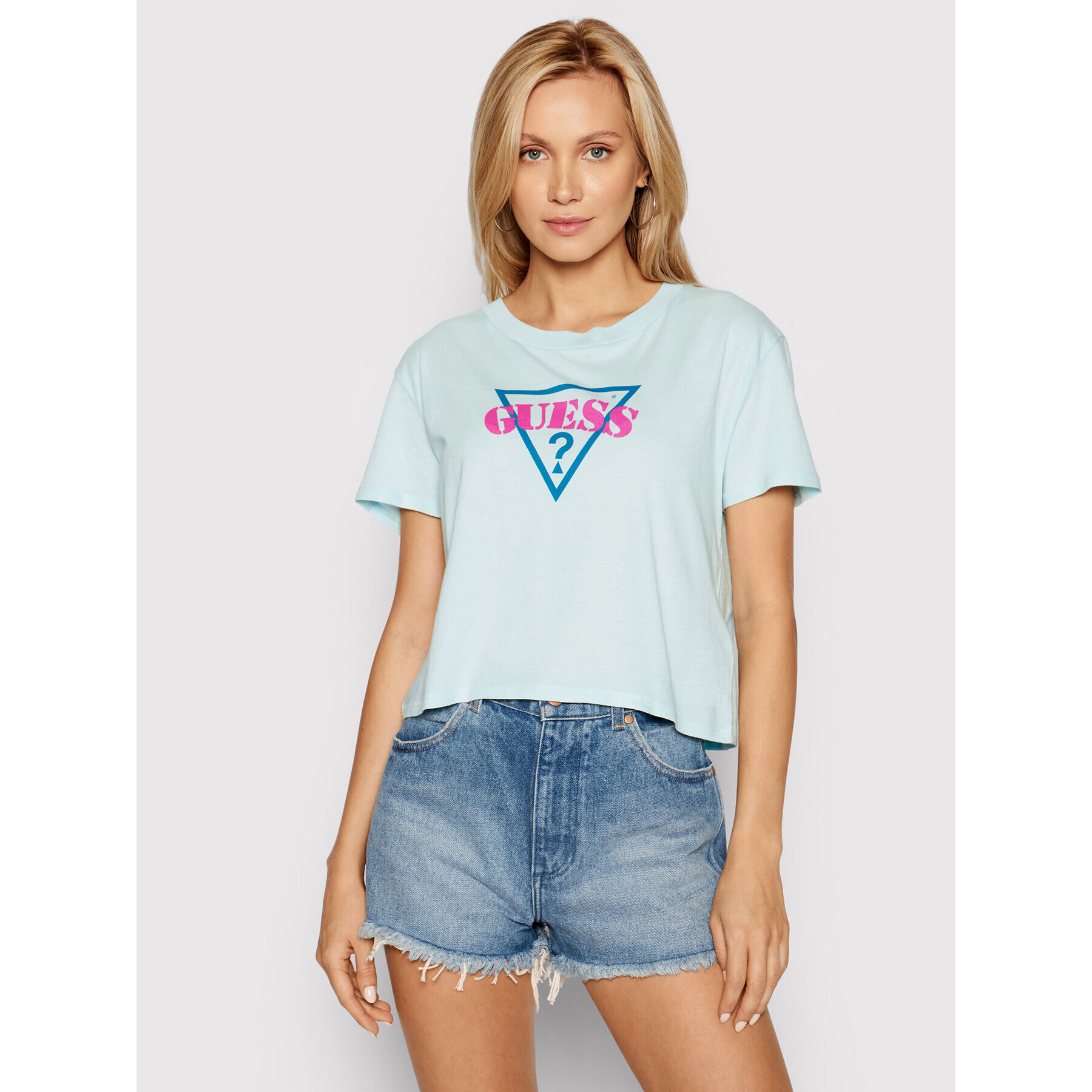 Guess Тишърт W0GI80 K19U4 Син Regular Fit - Pepit.bg