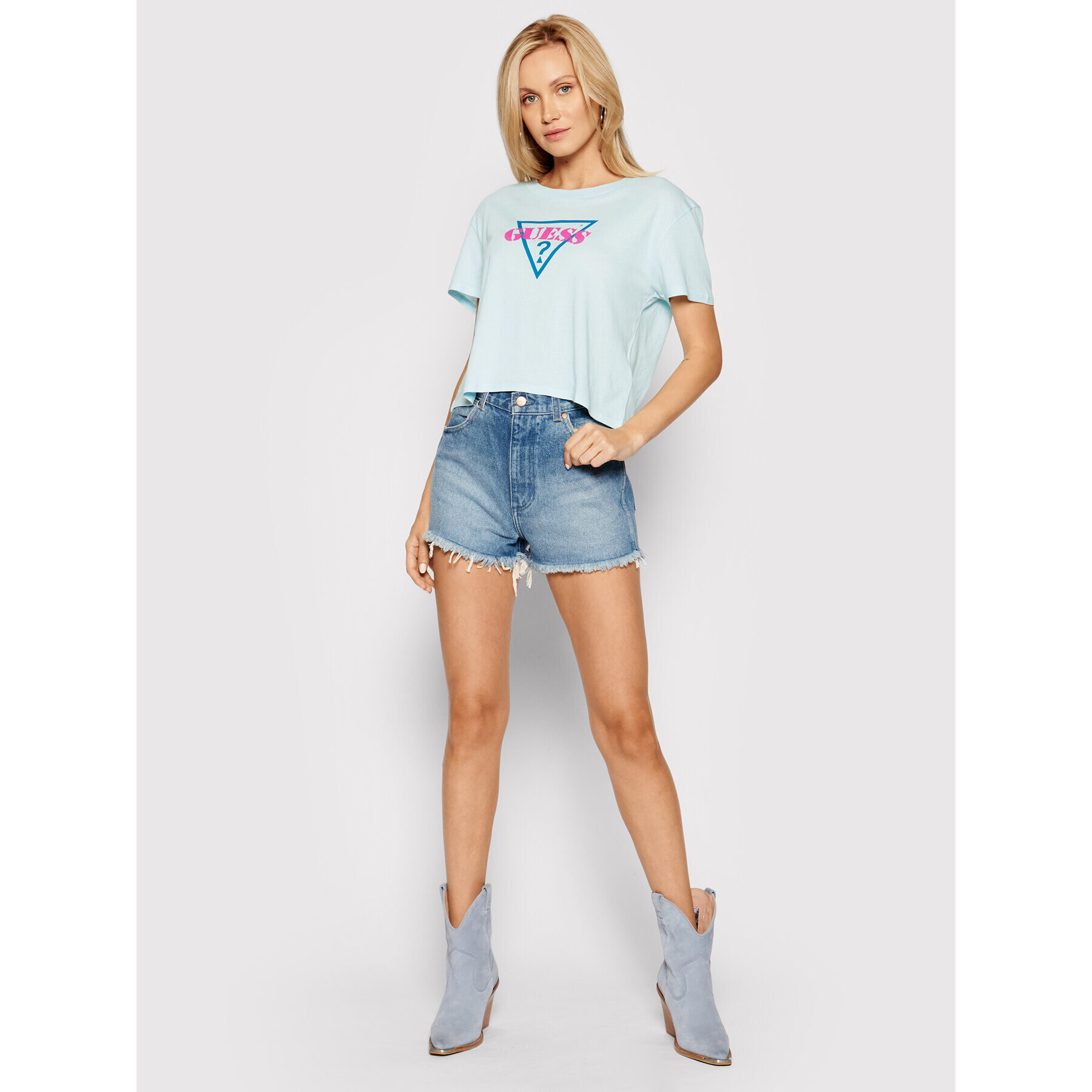 Guess Тишърт W0GI80 K19U4 Син Regular Fit - Pepit.bg