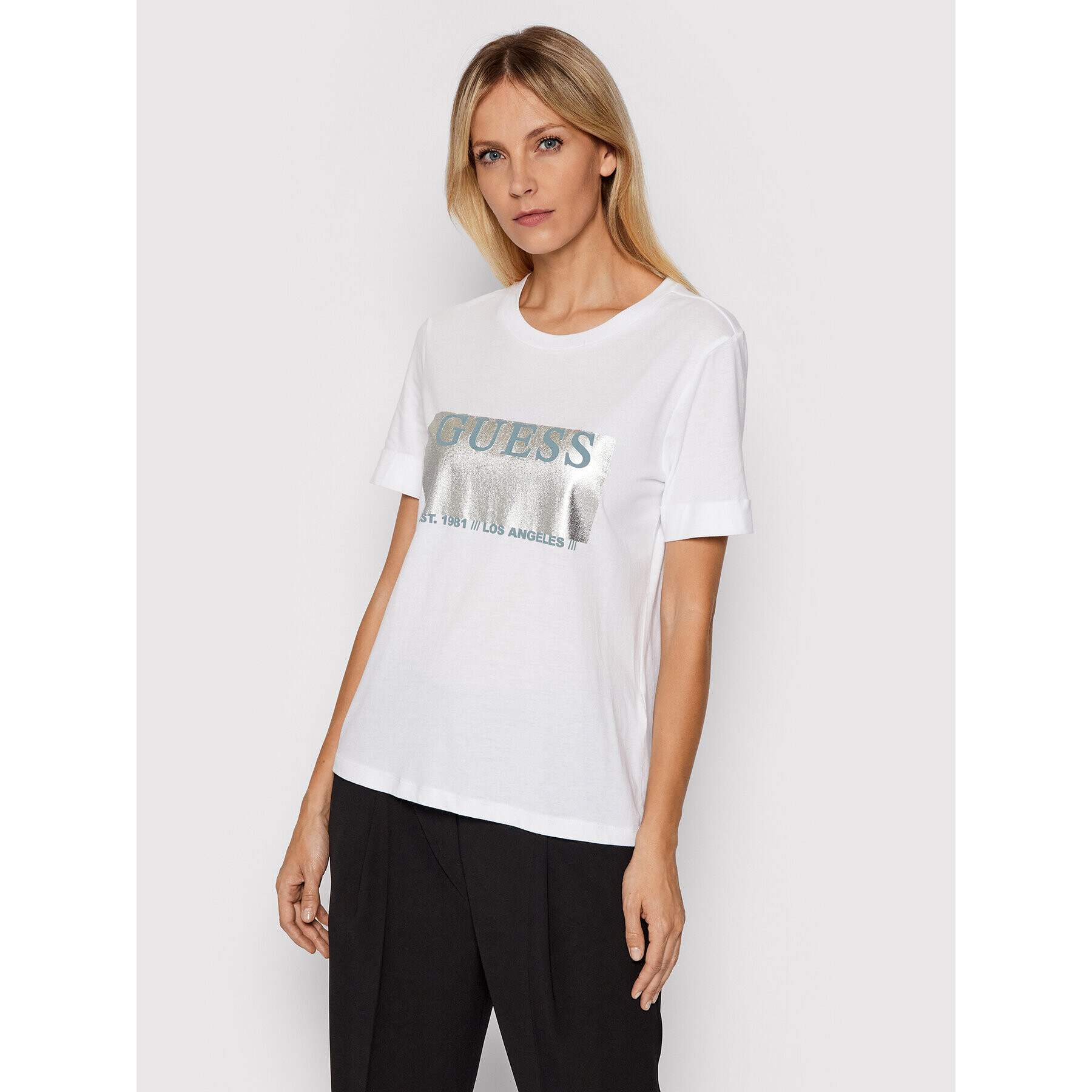 Guess Тишърт W1BI04 K46D1 Бял Regular Fit - Pepit.bg