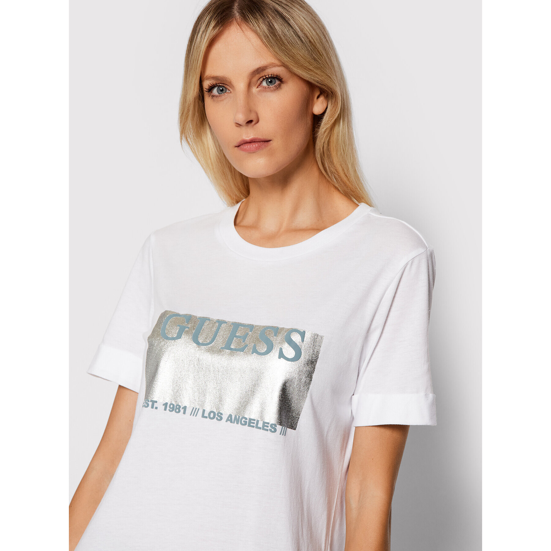 Guess Тишърт W1BI04 K46D1 Бял Regular Fit - Pepit.bg