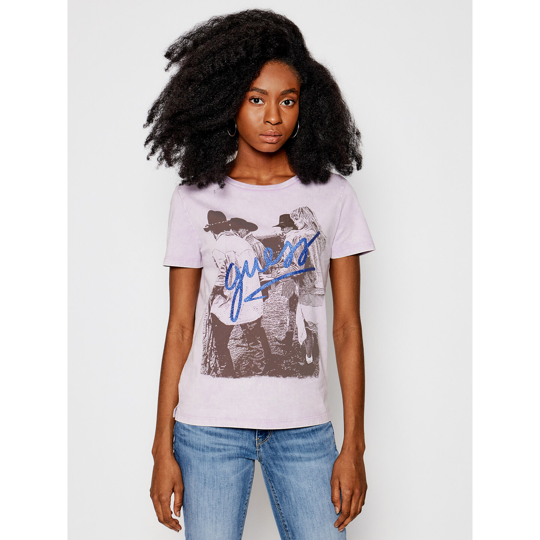 Guess Тишърт W1GI0K JA900 Виолетов Regular Fit - Pepit.bg