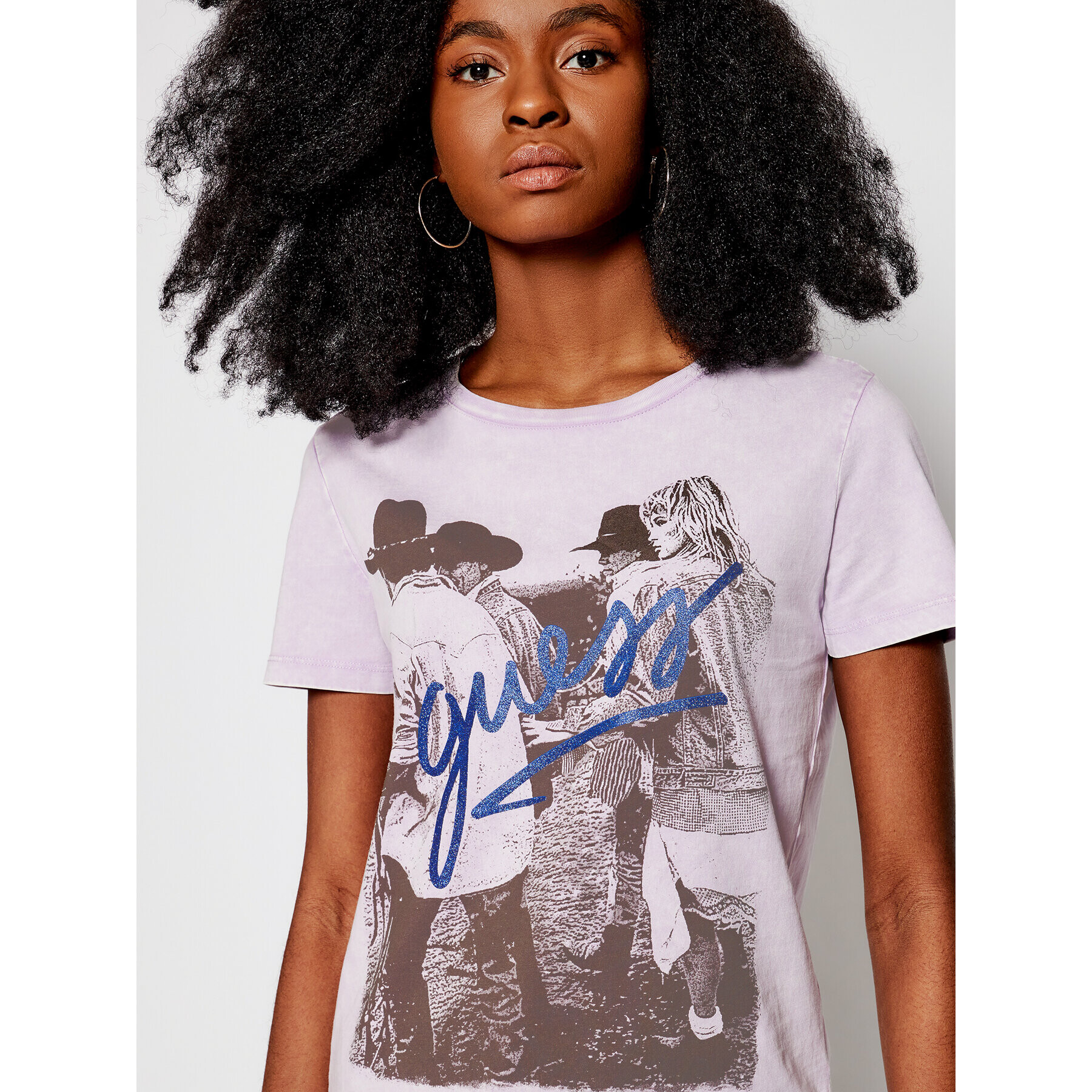 Guess Тишърт W1GI0K JA900 Виолетов Regular Fit - Pepit.bg