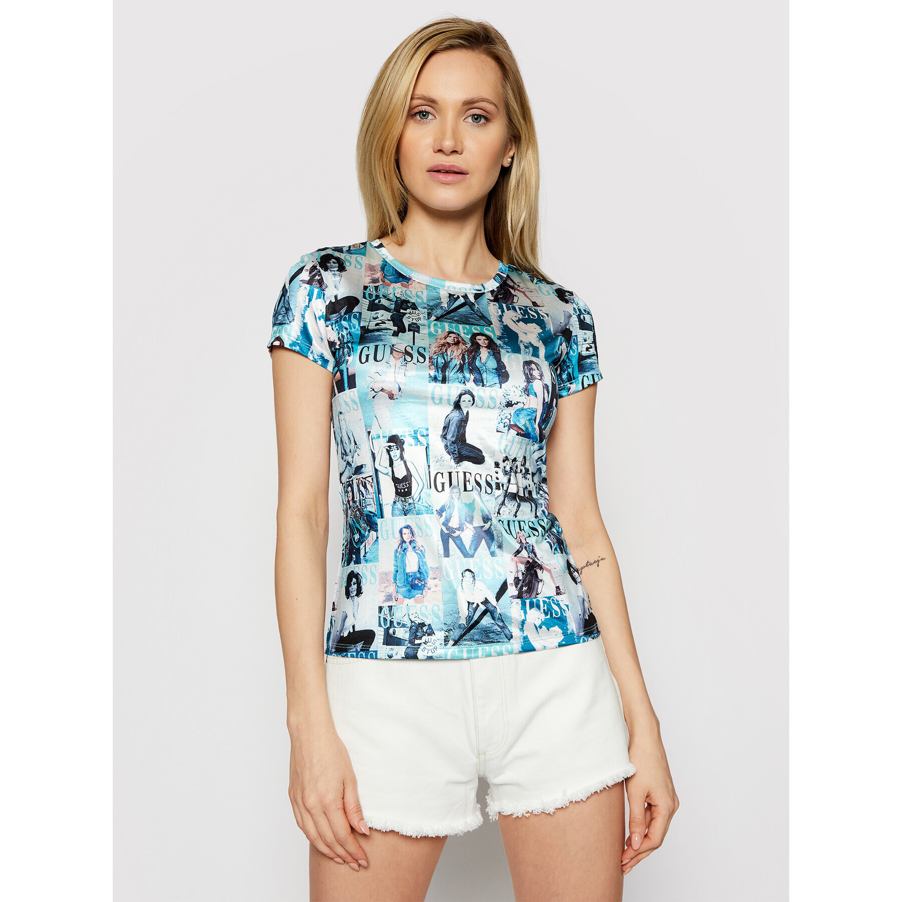 Guess Тишърт W1GI21 R4JZ4 Син Slim Fit - Pepit.bg