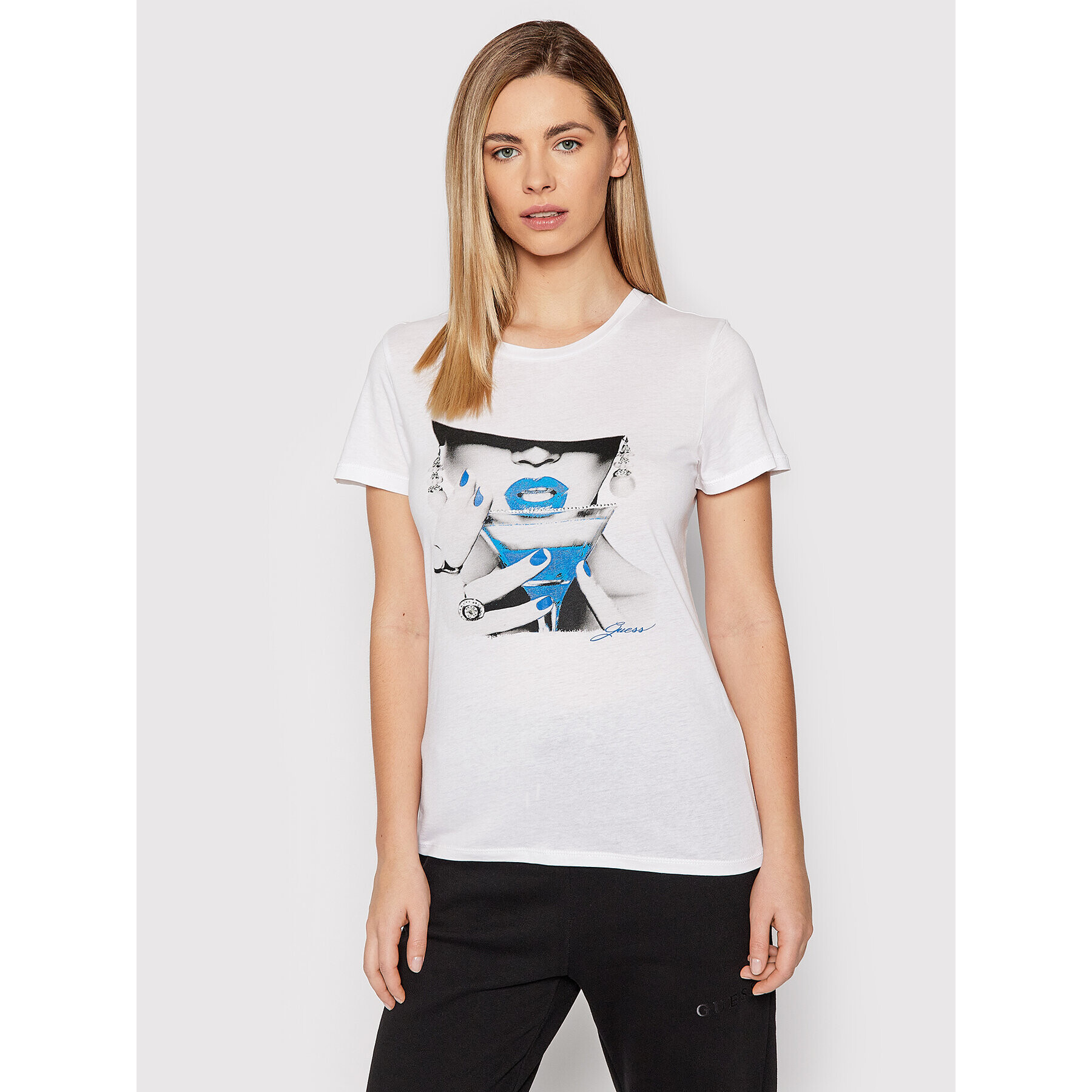 Guess Тишърт W1RI02 K9TD2 Бял Regular Fit - Pepit.bg