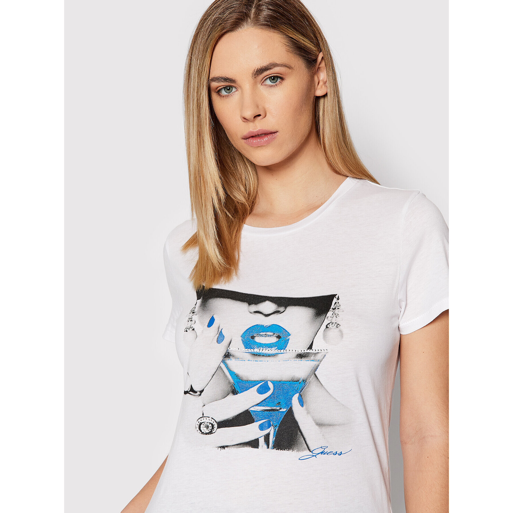 Guess Тишърт W1RI02 K9TD2 Бял Regular Fit - Pepit.bg