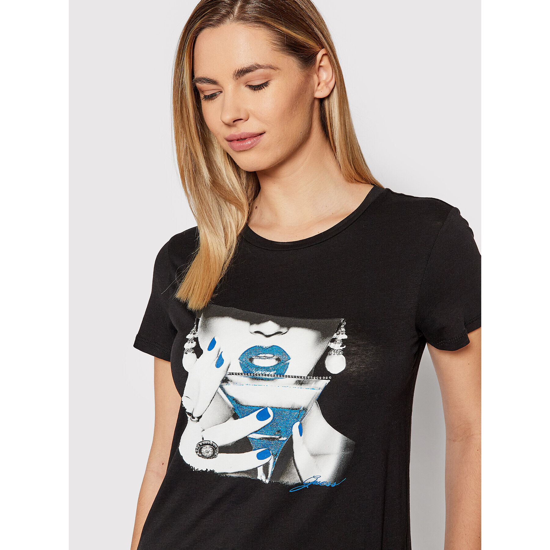 Guess Тишърт W1RI02 K9TD2 Черен Regular Fit - Pepit.bg