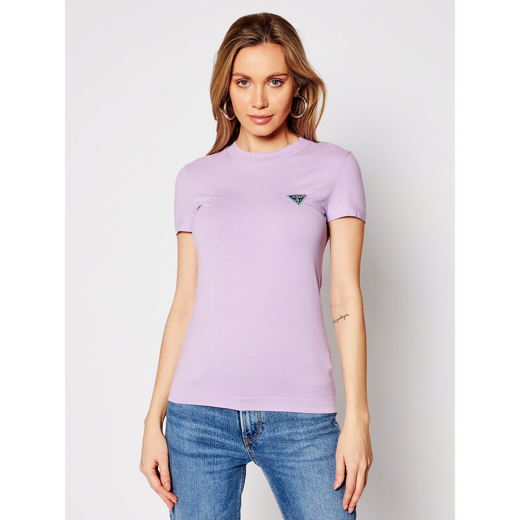 Guess Тишърт W1RI04 J1311 Виолетов Slim Fit - Pepit.bg