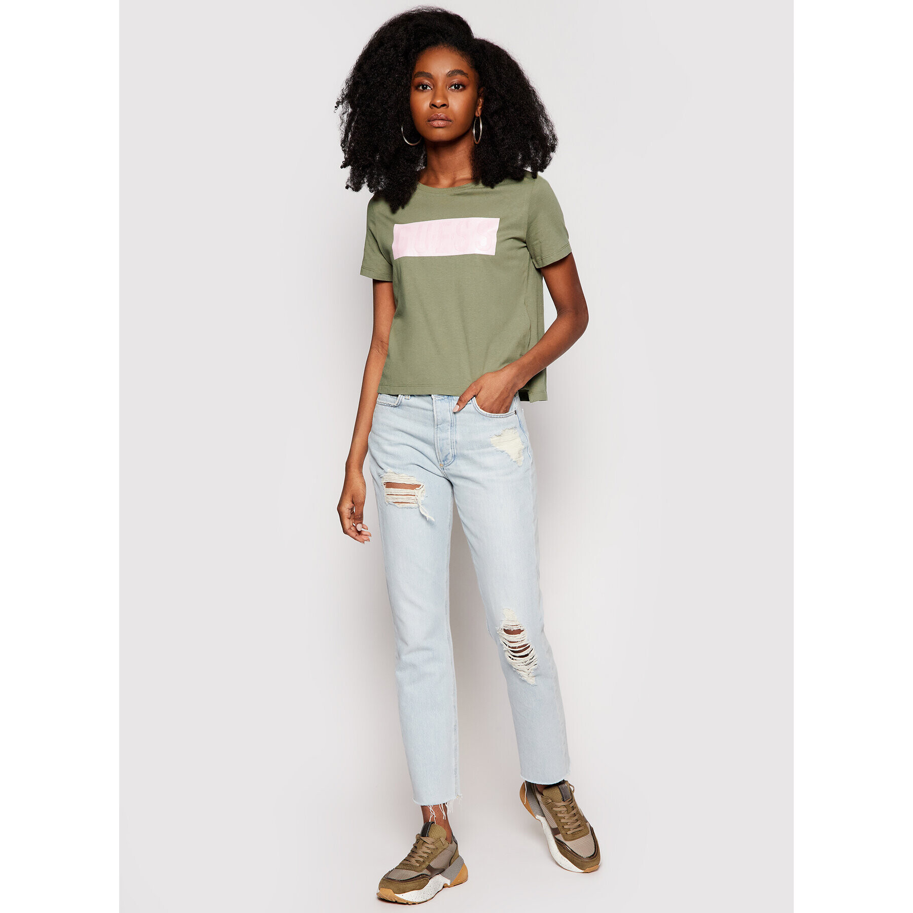 Guess Тишърт W1RI05 JA900 Зелен Relaxed Fit - Pepit.bg