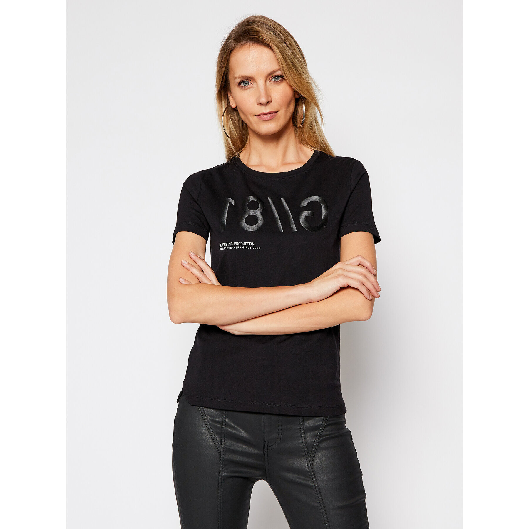 Guess Тишърт W1RI0B I3Z00 Черен Slim Fit - Pepit.bg