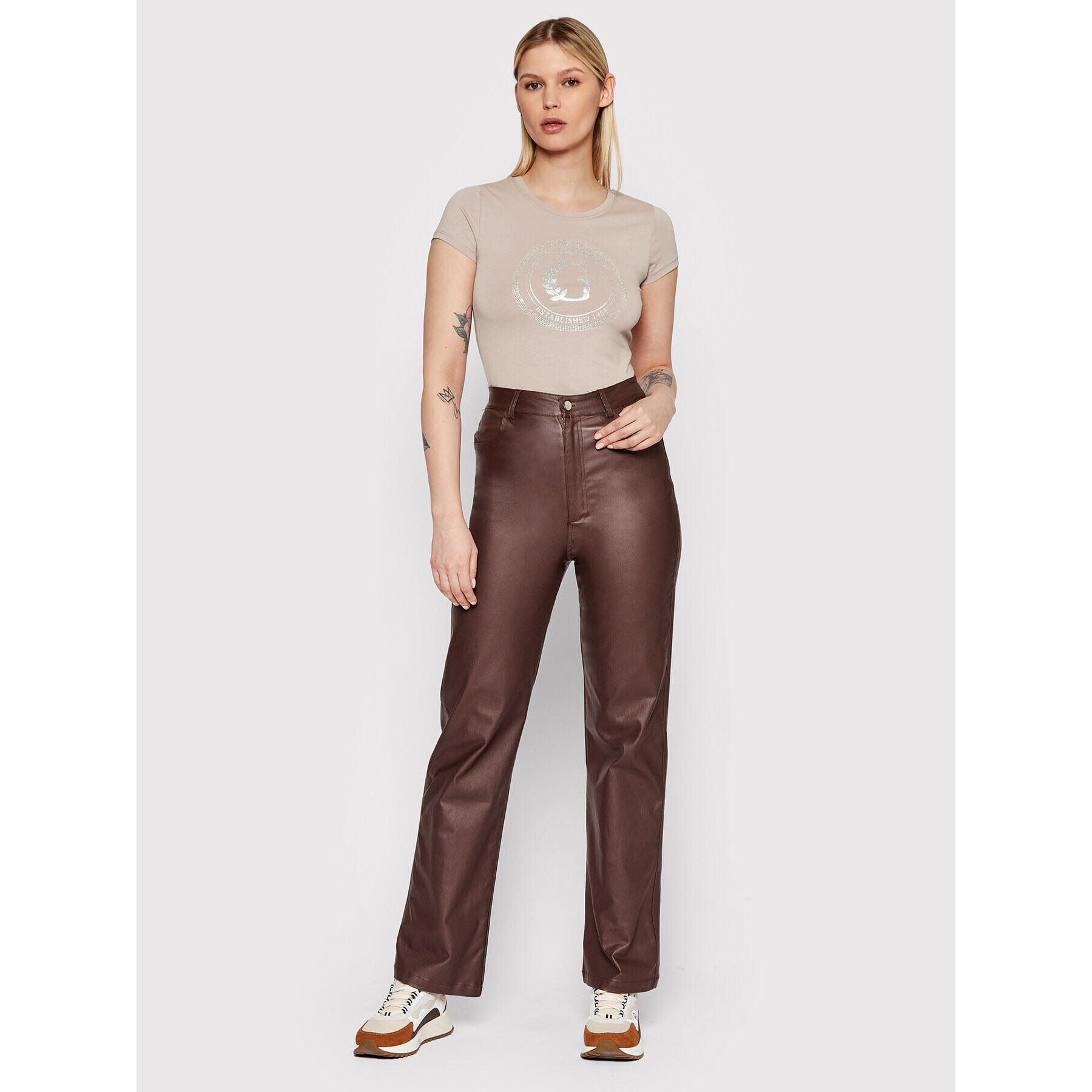 Guess Тишърт W1RI14 KAKZ2 Бежов Regular Fit - Pepit.bg