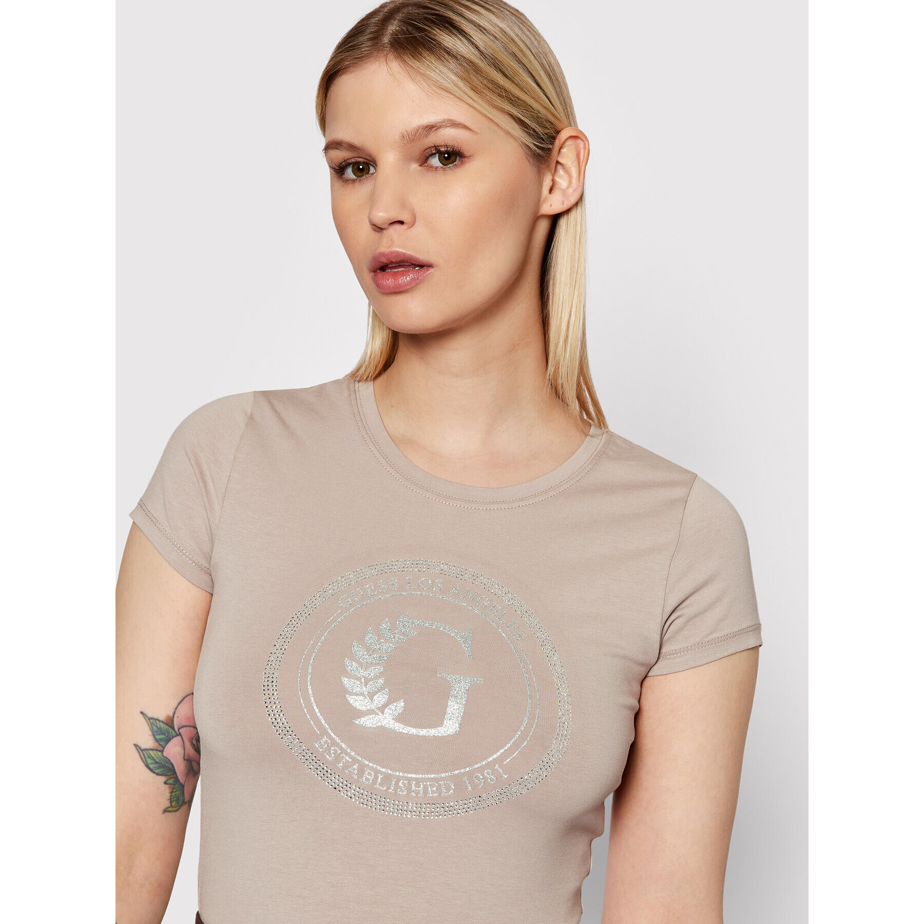 Guess Тишърт W1RI14 KAKZ2 Бежов Regular Fit - Pepit.bg
