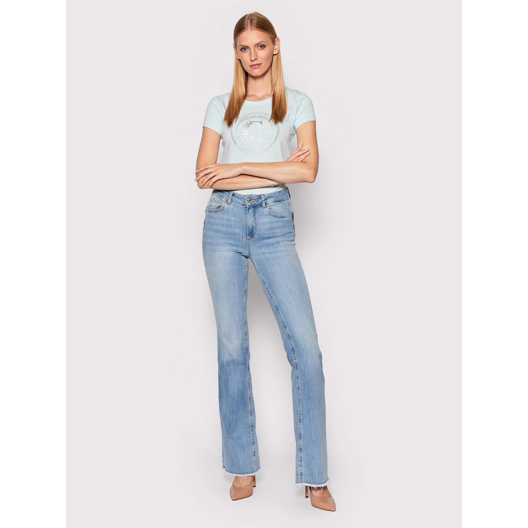 Guess Тишърт W1RI14 KAKZ2 Син Regular Fit - Pepit.bg
