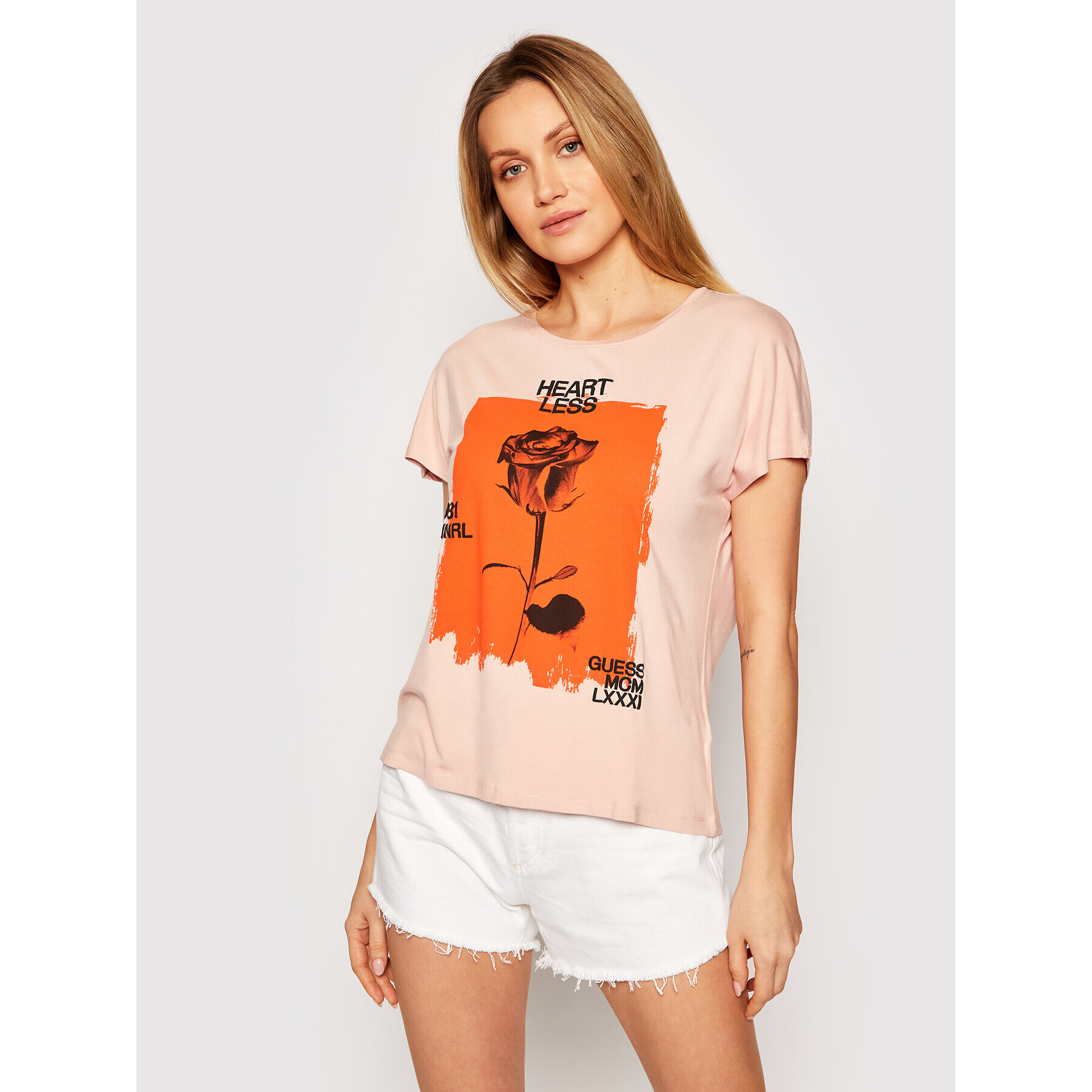 Guess Тишърт W1RI69 K68D0 Розов Regular Fit - Pepit.bg