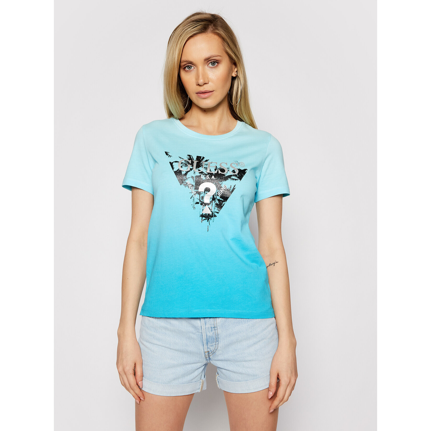 Guess Тишърт W1RI9D I3Z00 Син Regular Fit - Pepit.bg