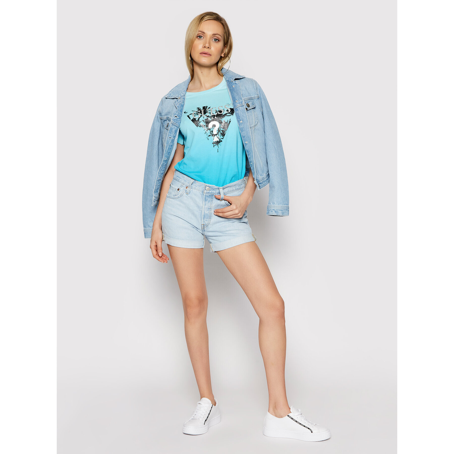 Guess Тишърт W1RI9D I3Z00 Син Regular Fit - Pepit.bg