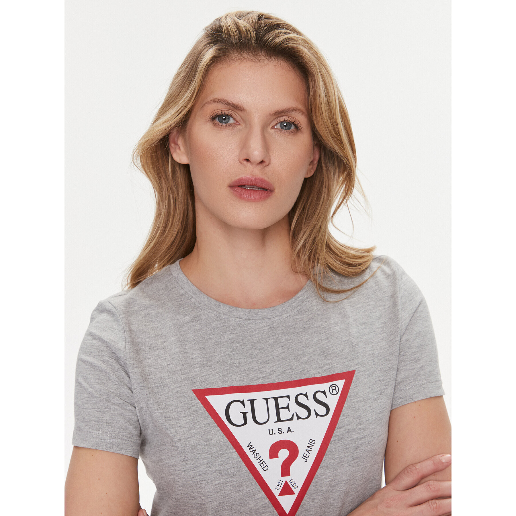 Guess Тишърт W1YI1 BI3Z14 Сив Slim Fit - Pepit.bg