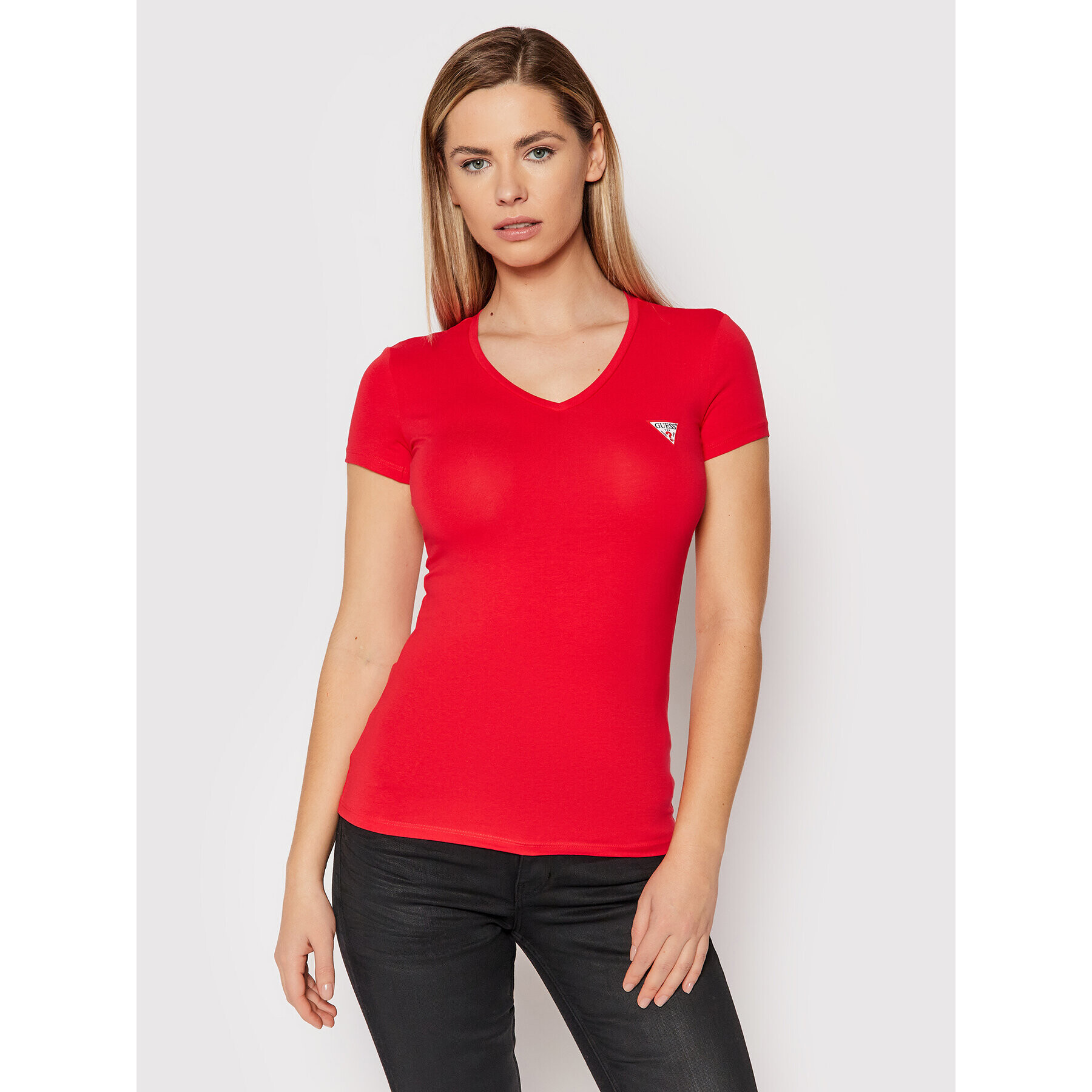 Guess Тишърт W1YI1A J1311 Червен Slim Fit - Pepit.bg