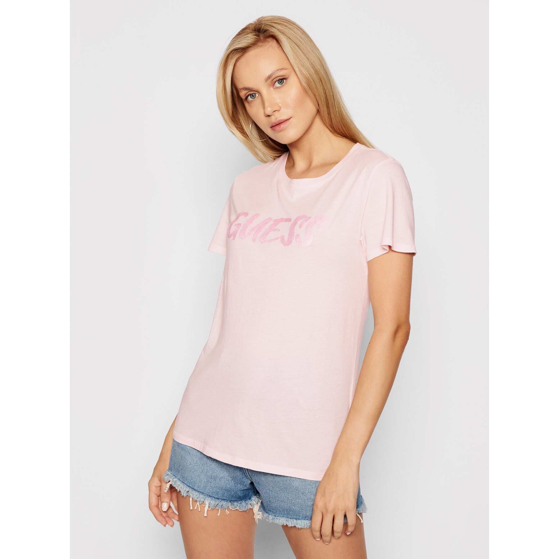 Guess Тишърт W1YI45 RA0Q0 Розов Regular Fit - Pepit.bg