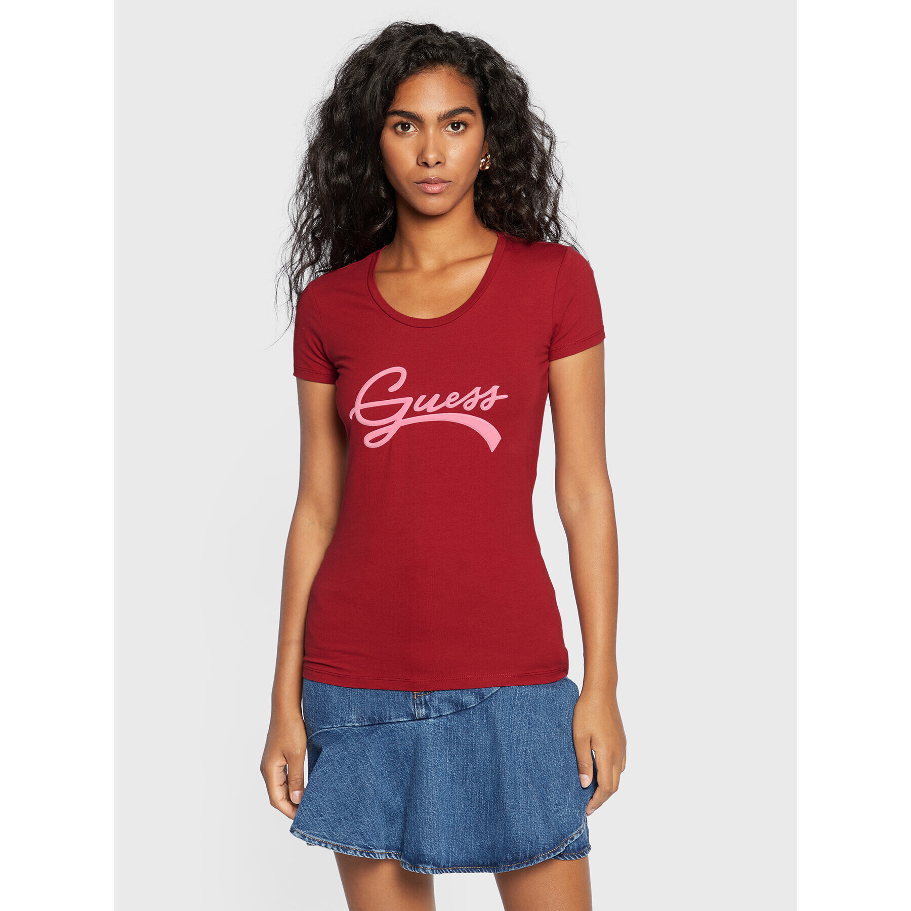 Guess Тишърт W2BI66 J1311 Червен Slim Fit - Pepit.bg