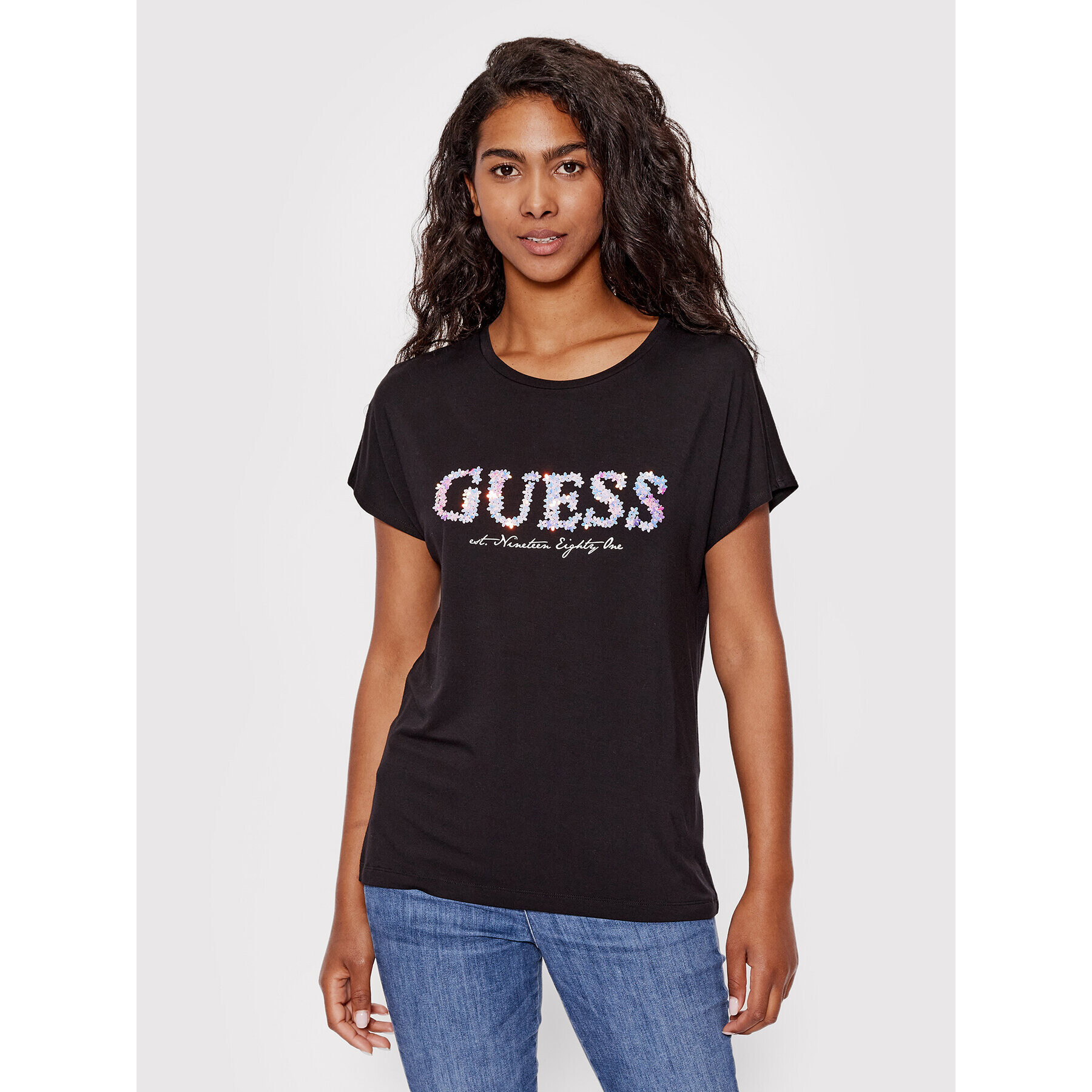 Guess Тишърт W2GI03 K68D0 Черен Regular Fit - Pepit.bg