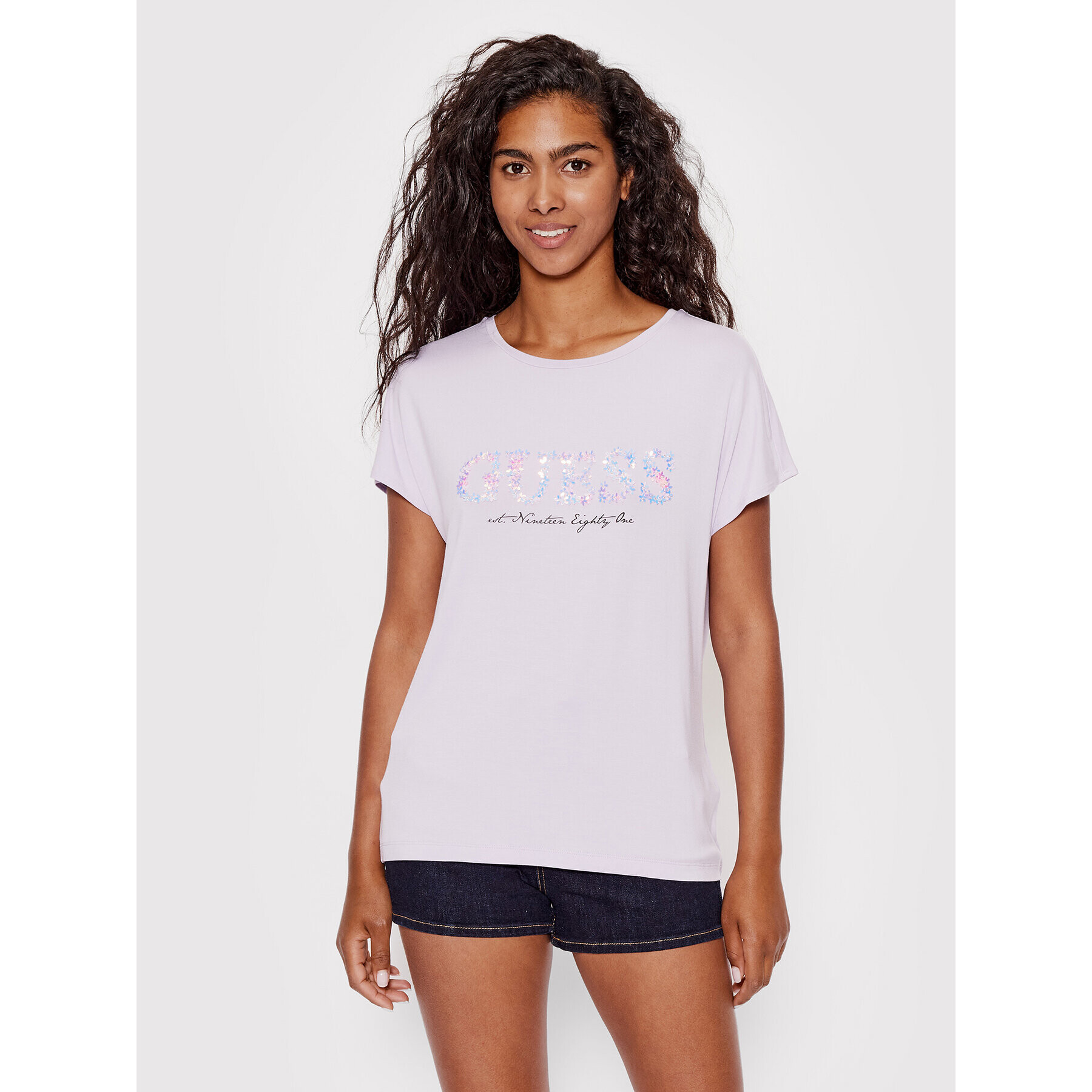 Guess Тишърт W2GI03 K68D0 Виолетов Regular Fit - Pepit.bg