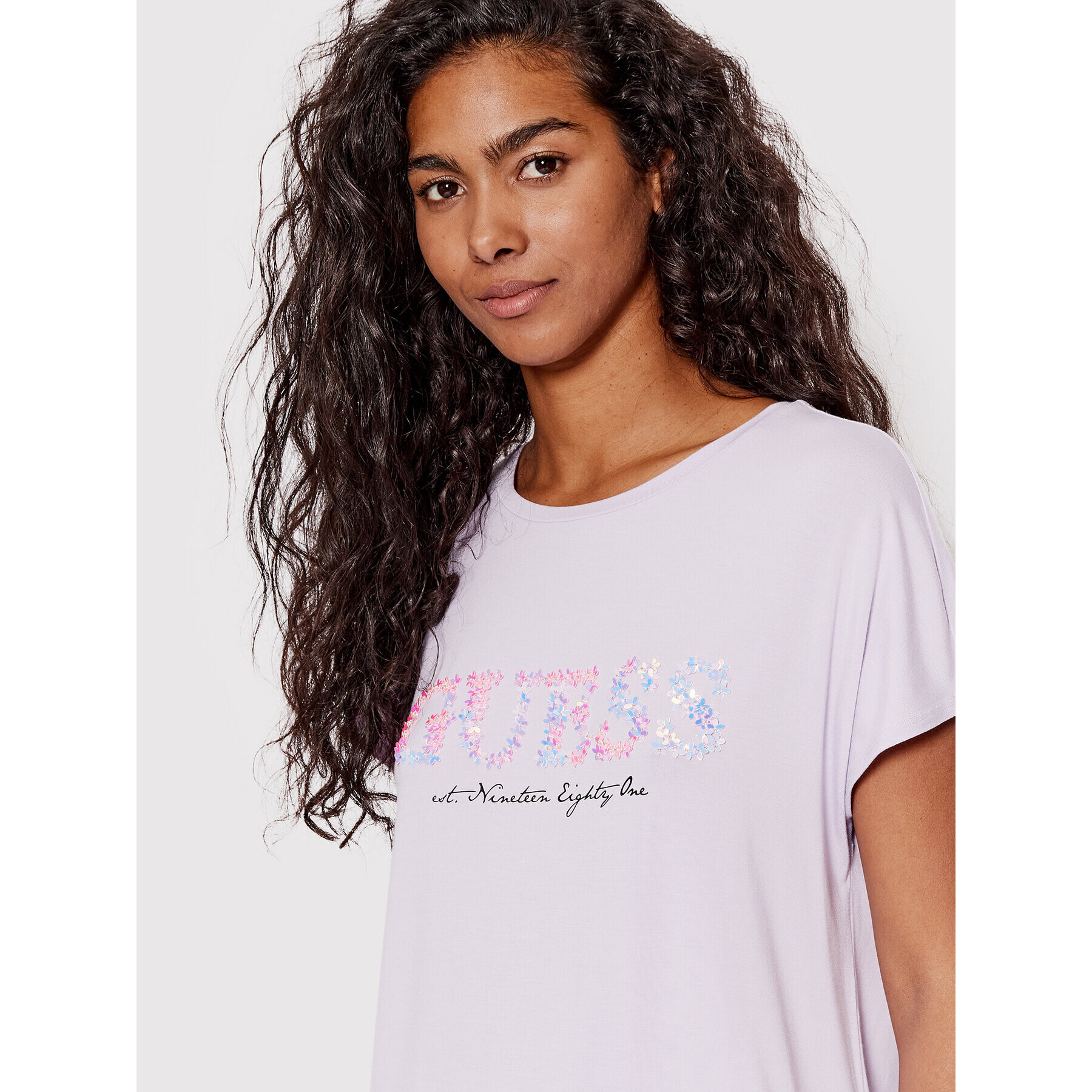 Guess Тишърт W2GI03 K68D0 Виолетов Regular Fit - Pepit.bg