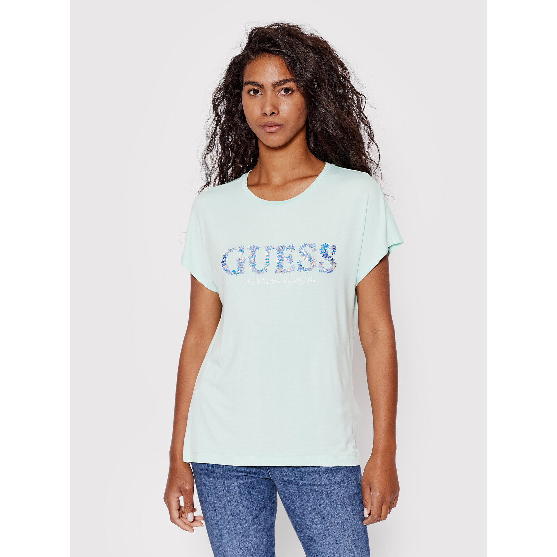 Guess Тишърт W2GI03 K68D0 Зелен Regular Fit - Pepit.bg