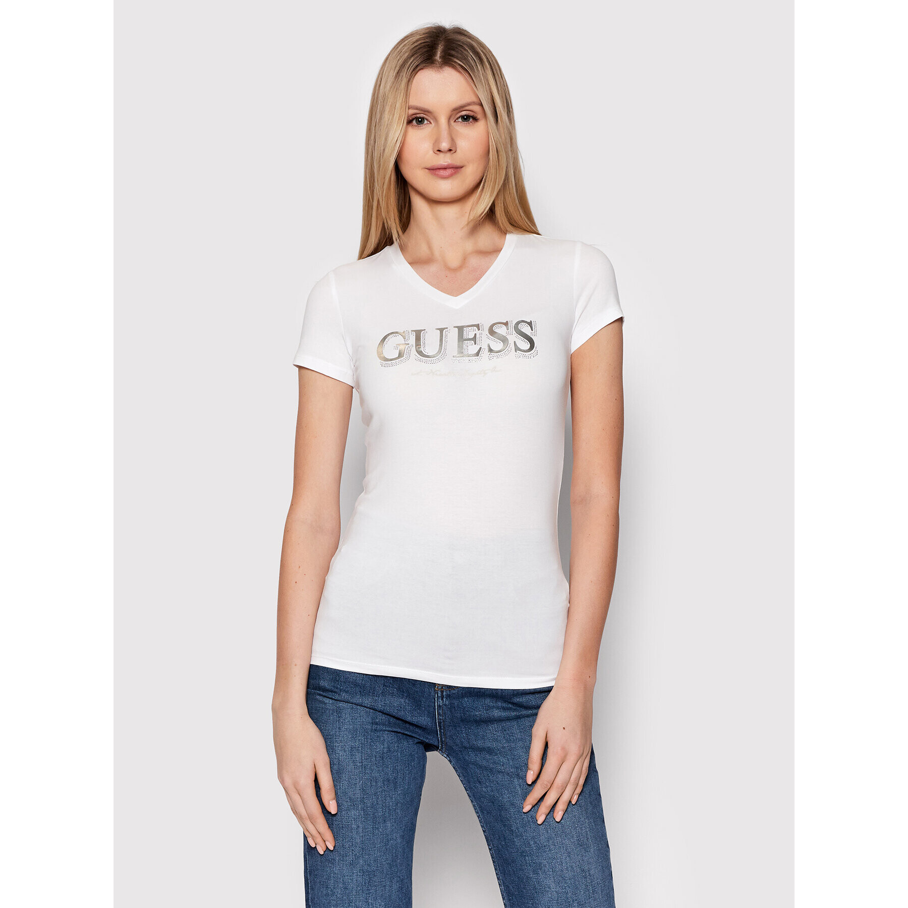 Guess Тишърт W2GI05 J1300 Бял Regular Fit - Pepit.bg