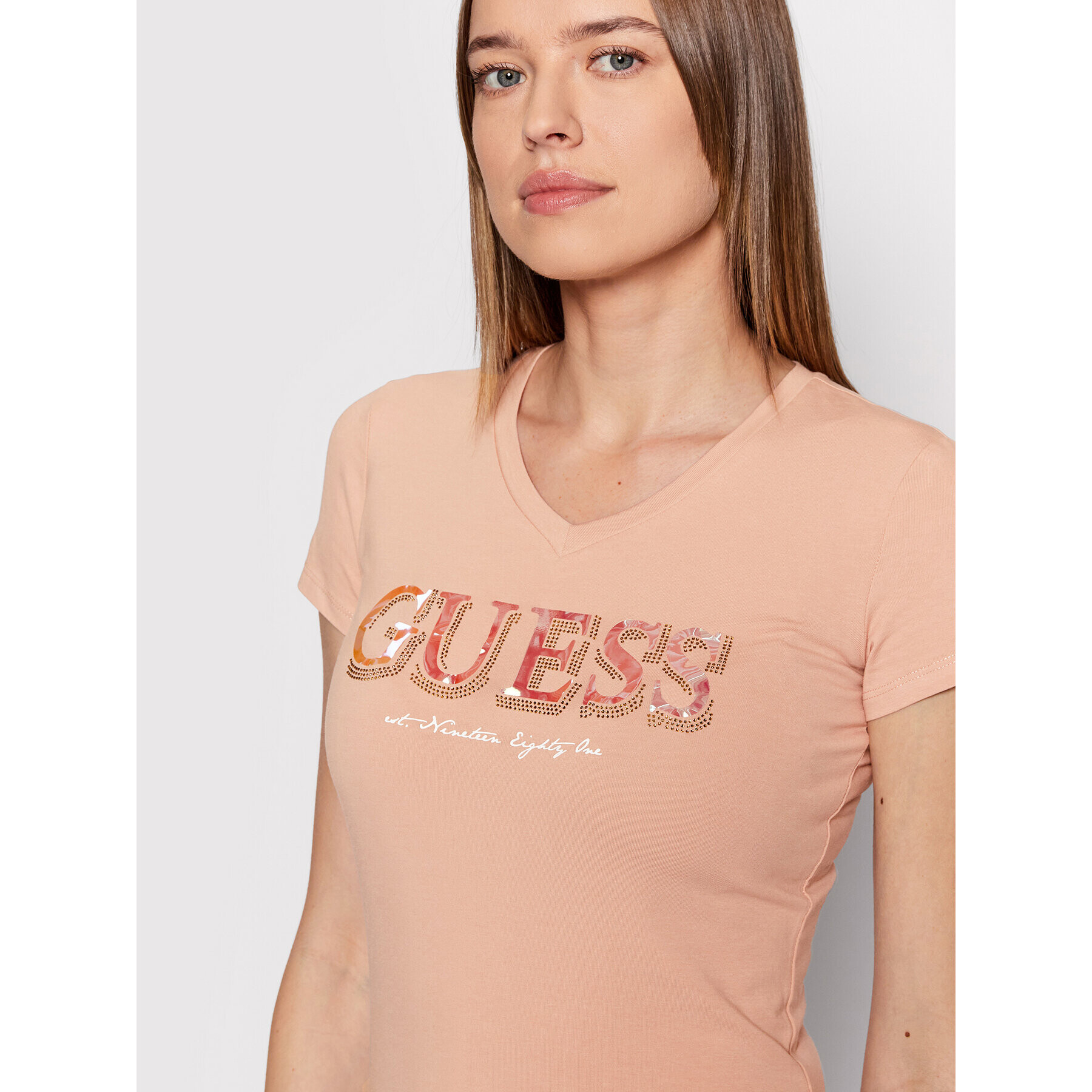 Guess Тишърт W2GI05 J1300 Оранжев Regular Fit - Pepit.bg