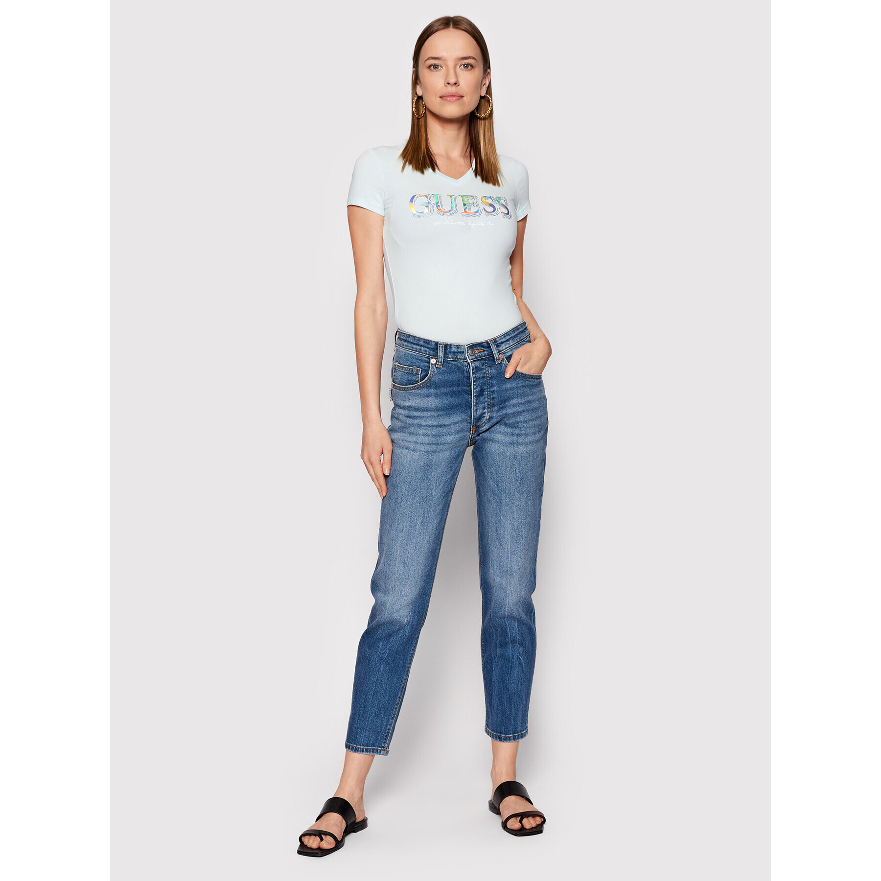 Guess Тишърт W2GI05 J1300 Син Regular Fit - Pepit.bg