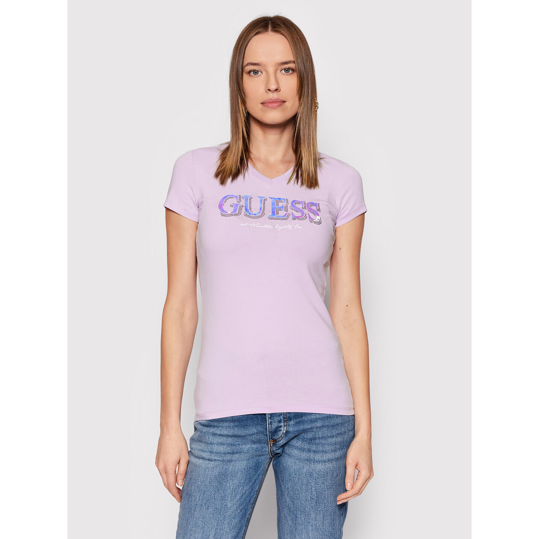 Guess Тишърт W2GI05 J1300 Виолетов Regular Fit - Pepit.bg