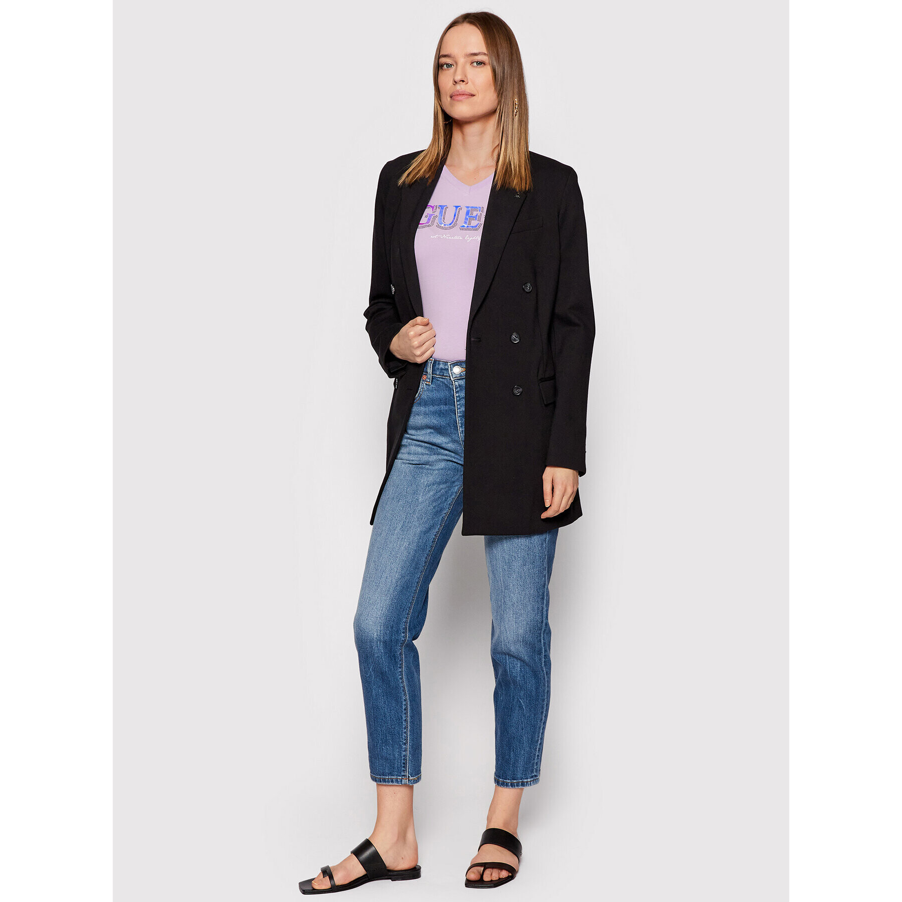 Guess Тишърт W2GI05 J1300 Виолетов Regular Fit - Pepit.bg