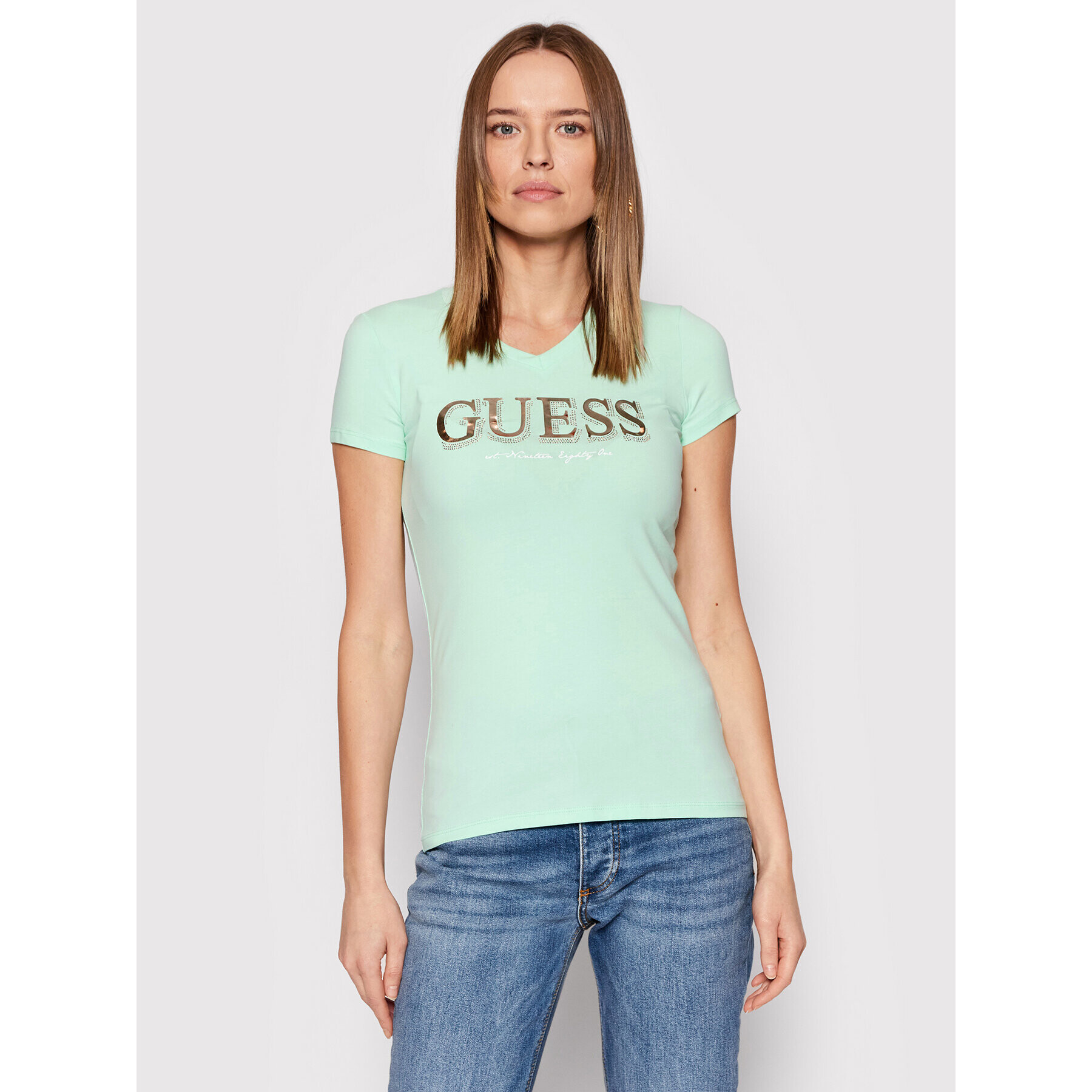 Guess Тишърт W2GI05 J1300 Зелен Regular Fit - Pepit.bg