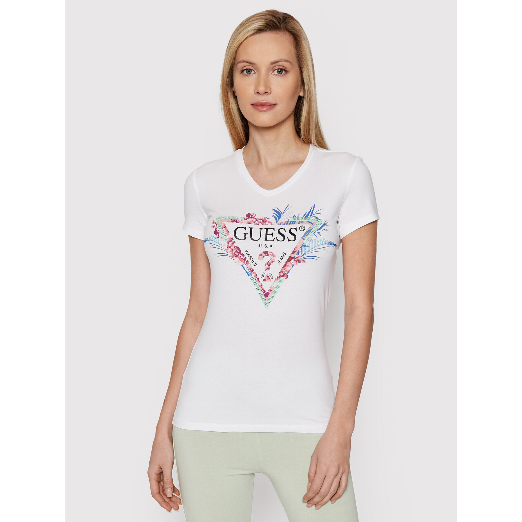 Guess Тишърт W2GI06 J1311 Бял Regular Fit - Pepit.bg