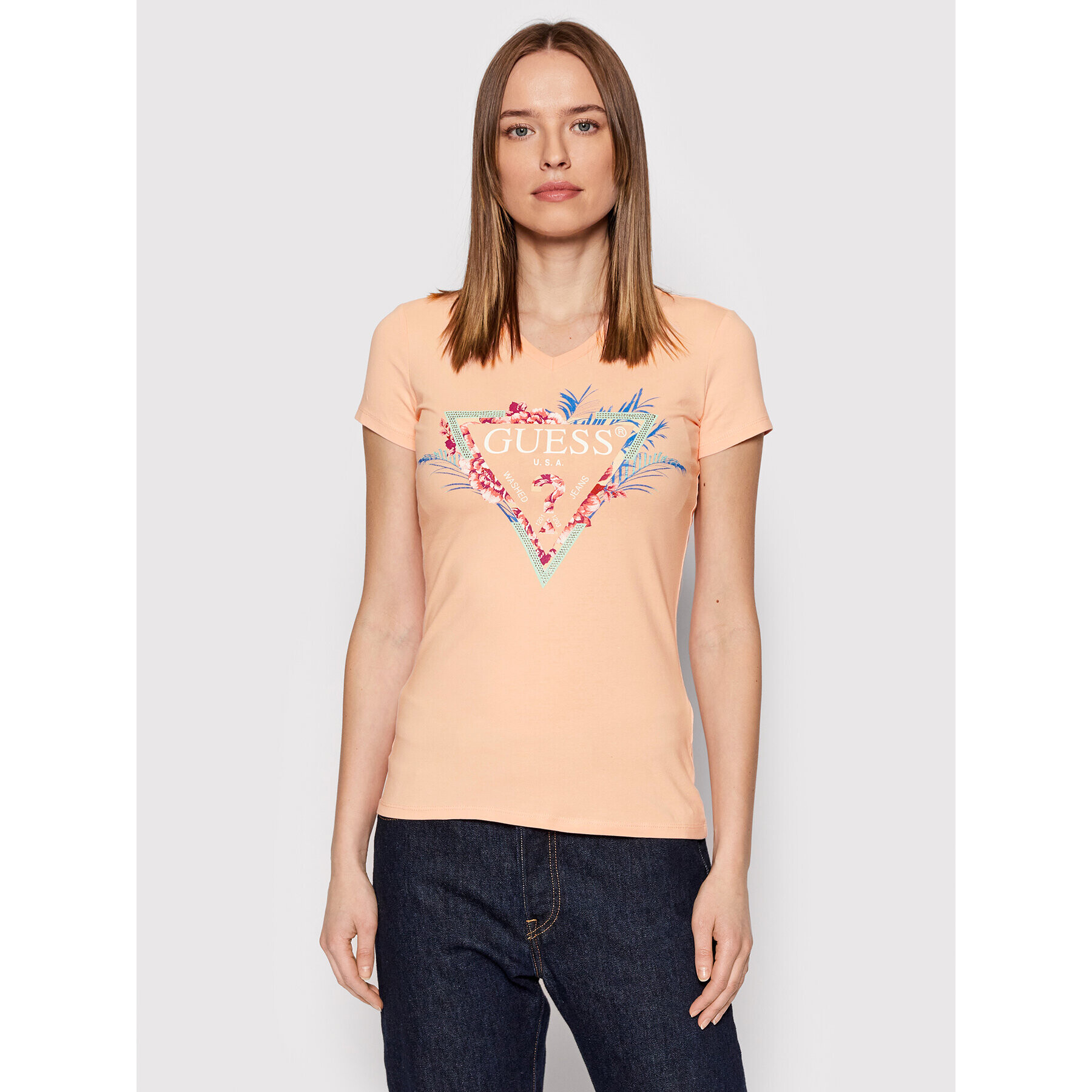 Guess Тишърт W2GI06 J1311 Оранжев Regular Fit - Pepit.bg
