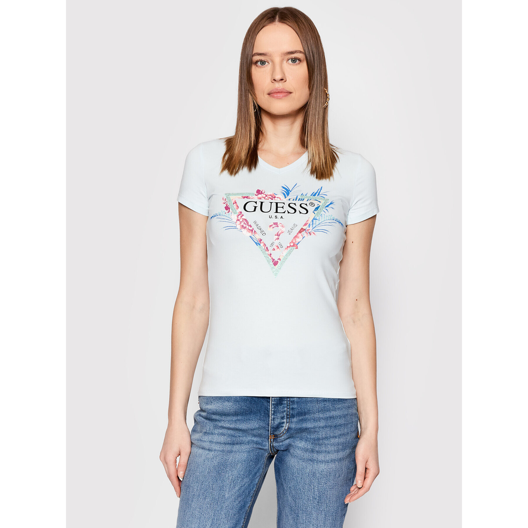 Guess Тишърт W2GI06 J1311 Син Regular Fit - Pepit.bg