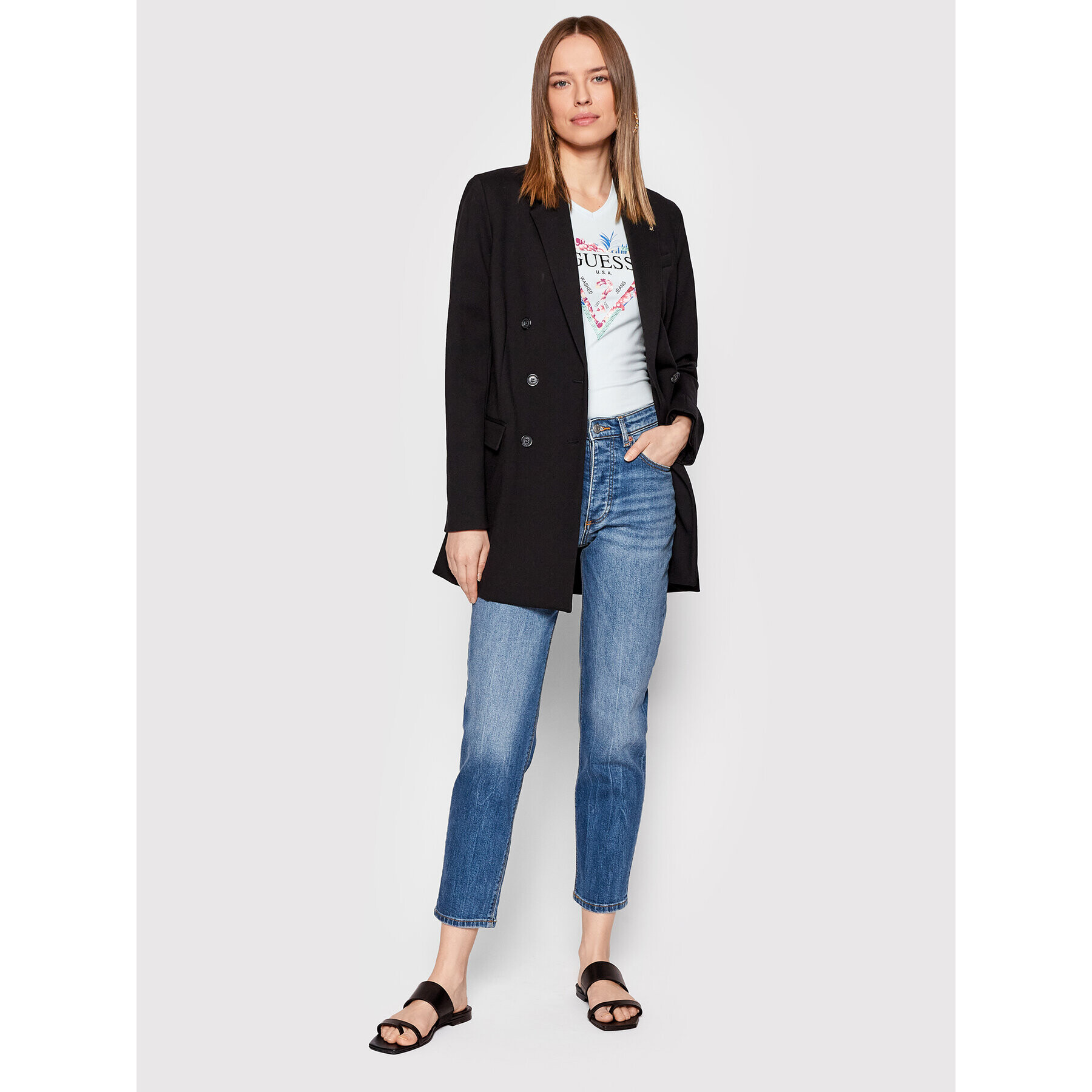 Guess Тишърт W2GI06 J1311 Син Regular Fit - Pepit.bg