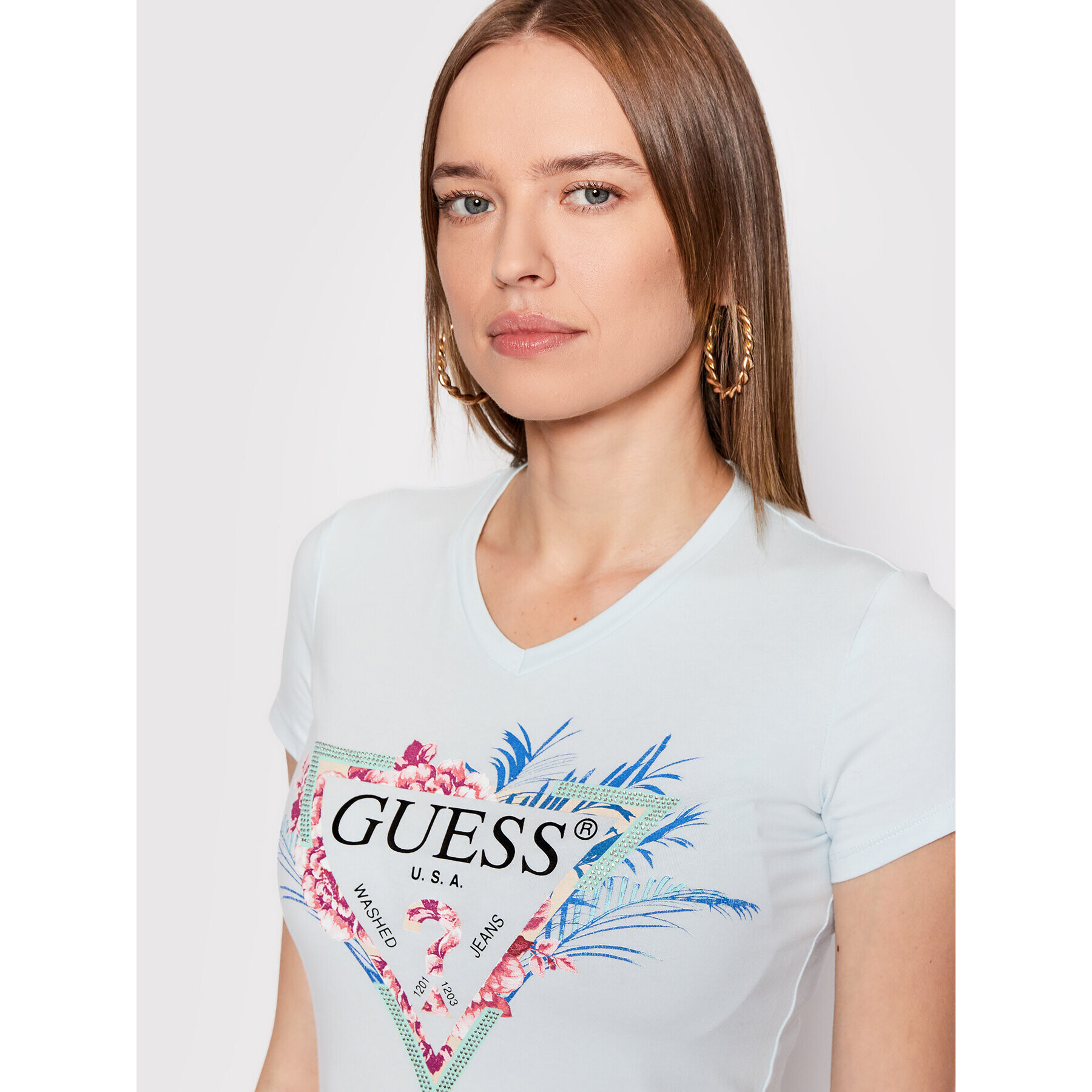 Guess Тишърт W2GI06 J1311 Син Regular Fit - Pepit.bg