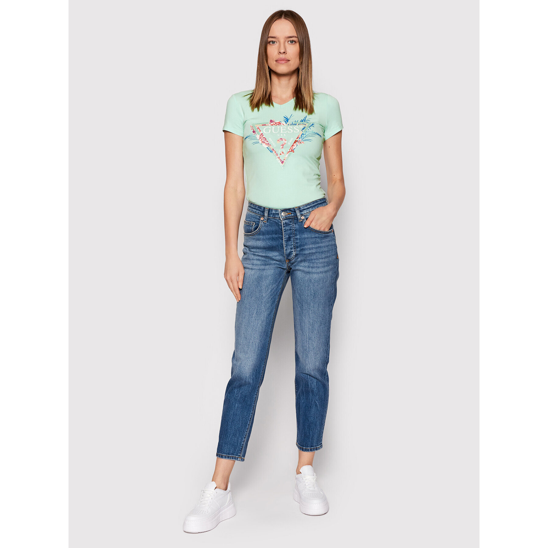 Guess Тишърт W2GI06 J1311 Зелен Regular Fit - Pepit.bg
