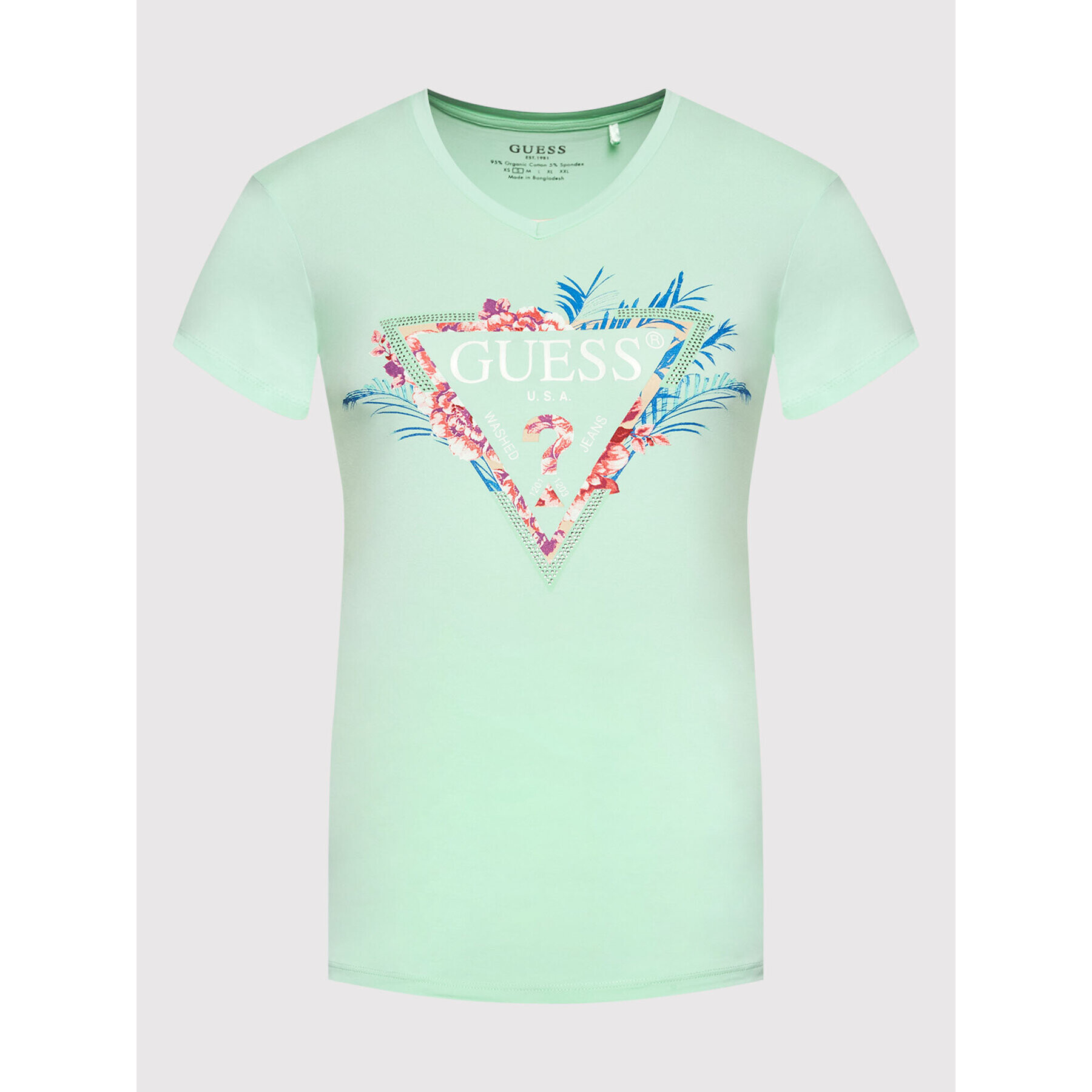 Guess Тишърт W2GI06 J1311 Зелен Regular Fit - Pepit.bg