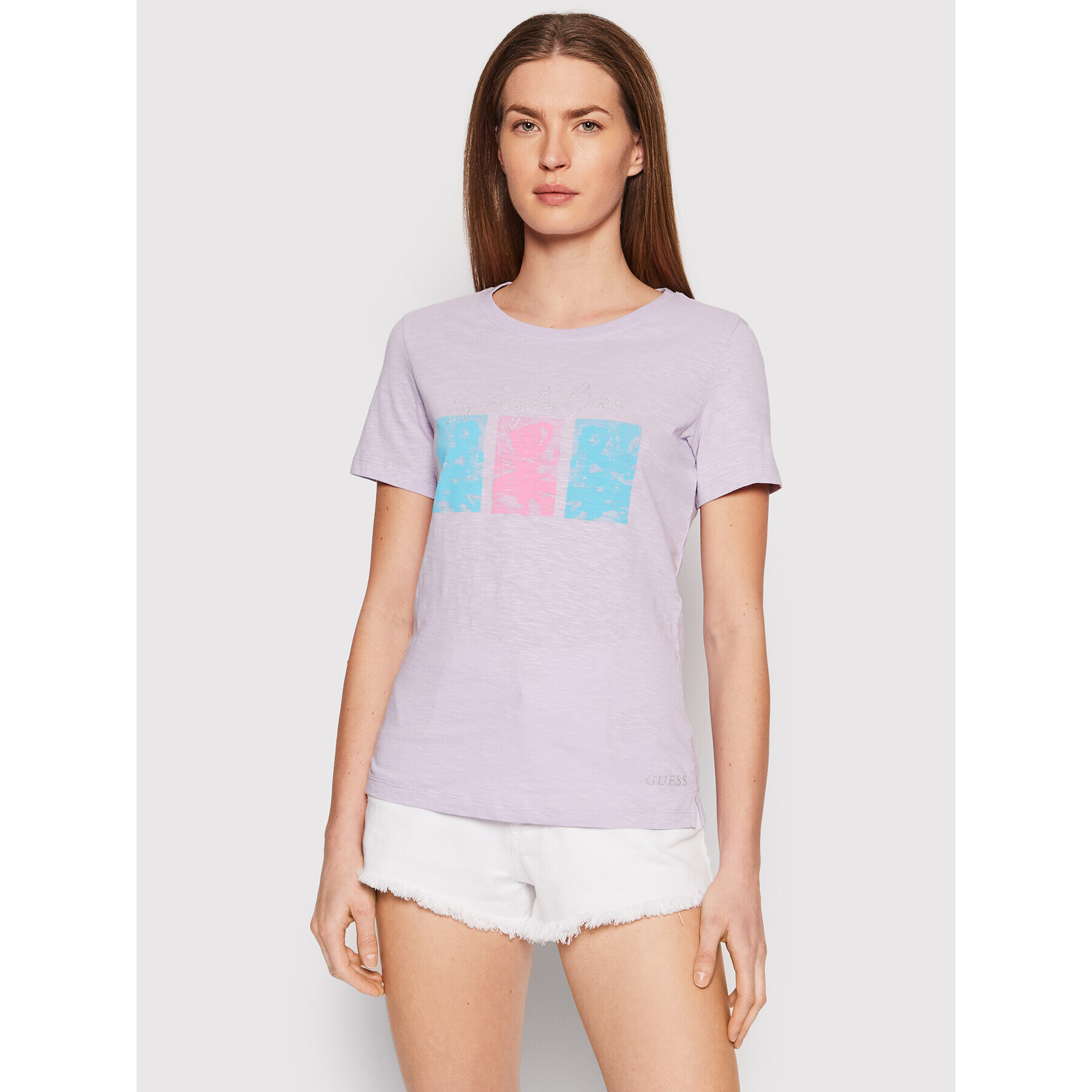 Guess Тишърт W2GI18 K6XN1 Виолетов Regular Fit - Pepit.bg