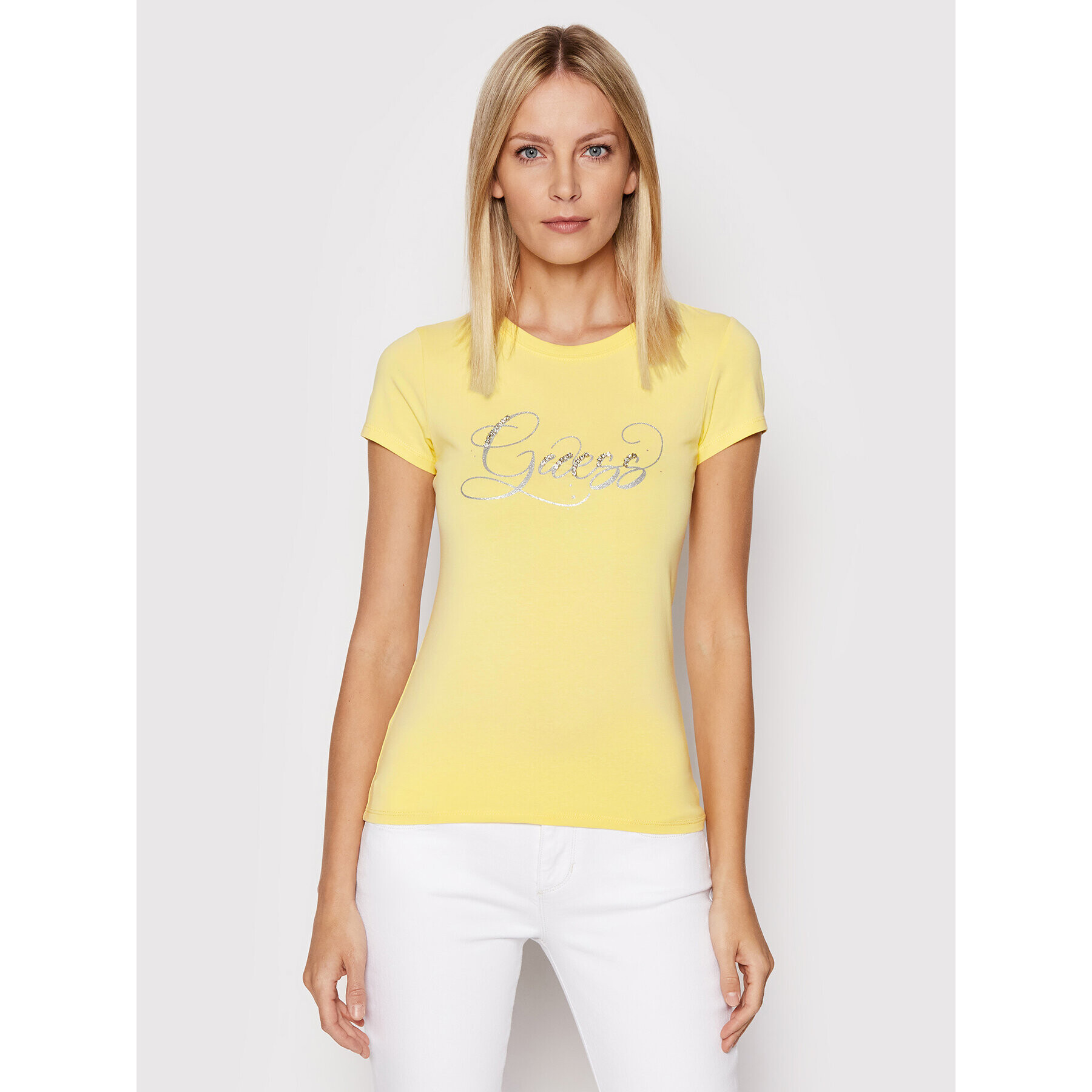 Guess Тишърт W2GI24 KA0Q1 Жълт Regular Fit - Pepit.bg