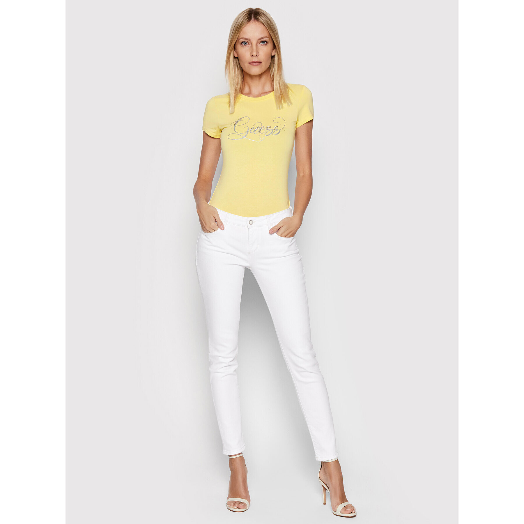 Guess Тишърт W2GI24 KA0Q1 Жълт Regular Fit - Pepit.bg